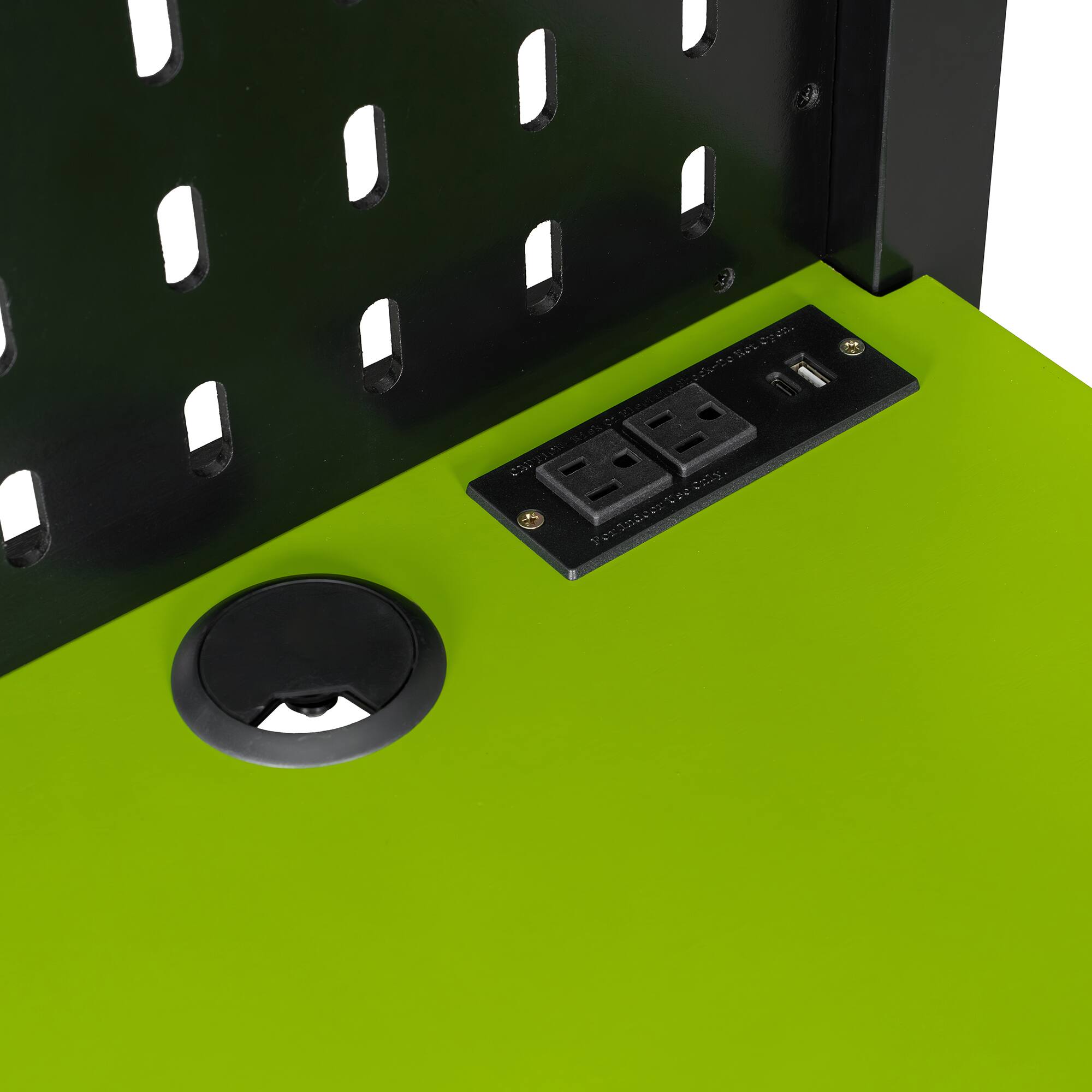 Alt View 4. AENKYO - Space-Saving Noise-Free Toddler Loft Bed with Desk, LED & Pegboard - Green.