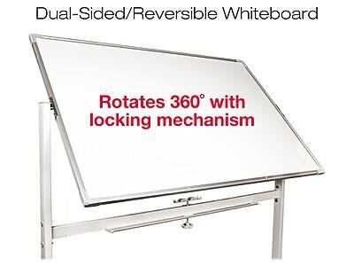 Dual-Sided/Reversible Whiteboard  
Rotates 360° with locking mechanism
