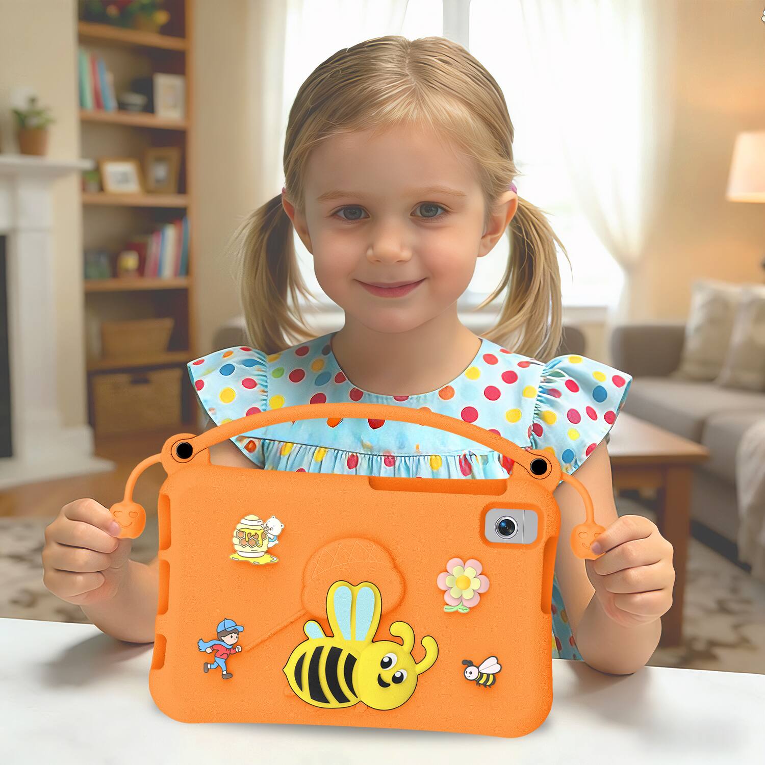 Alt View 1. Dteck - for Samsung Galaxy Tab A9 2023 & Tab A11 2025 (X133/X135) 8.7" Kids EVA Tablet Case,Shockproof Kickstand Cover + Handle - Orange.
