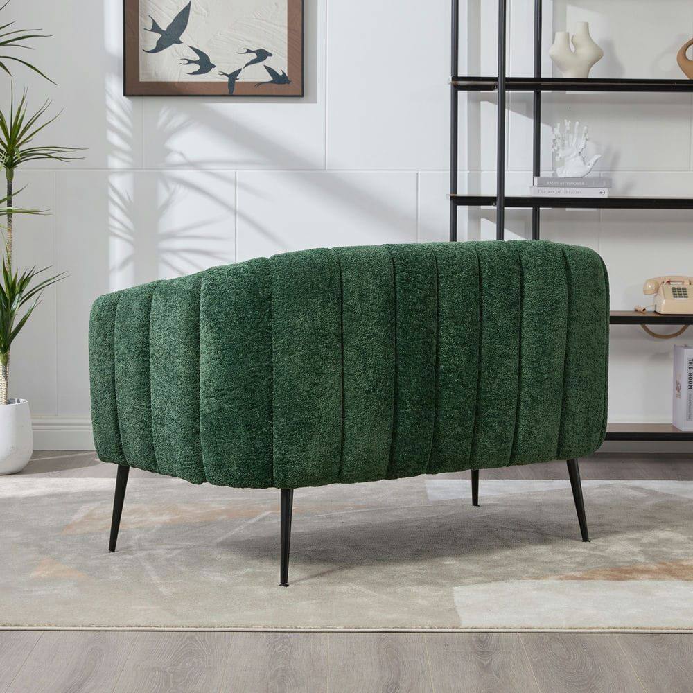 Left. Kadyn - 50.2'' Wide Upholstered Mini Loveseat Accent Couch, Modern Settee with Metal Legs, 2-Seater Sofa for Living Room, Green - Green.