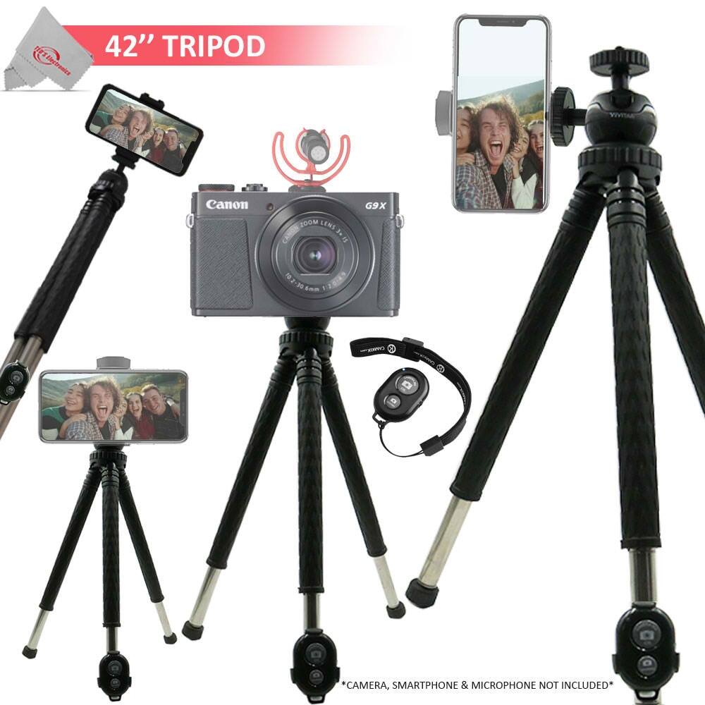 42" TRIPOD

Canon 100M LENS CANON T 3n = 122-30 12 F Enm G9X CAMERA, SMARTPHONE & MICROPHONE NOT INCLUDED*