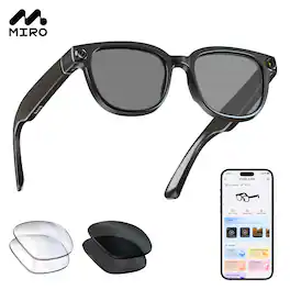 Miro - iVision6 Pro Smart Glasses with 13MP Camera AI Voice Assistant Real-Time Translation 2K Video Recording & Live Streaming - Black