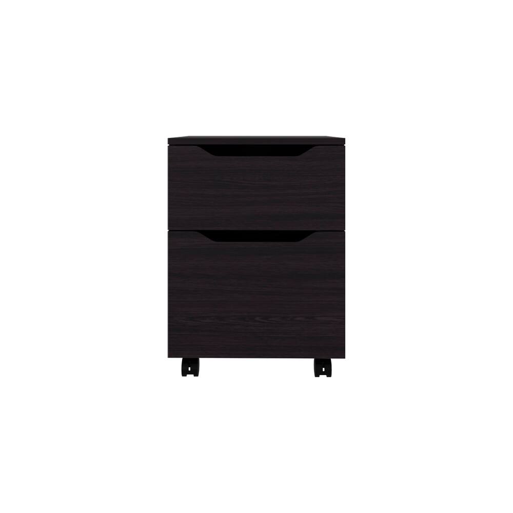 Angle. Tiramisubest - Black Nightstand with Drawers, Modern Bedside Table, Mobile Office Storage - Black.