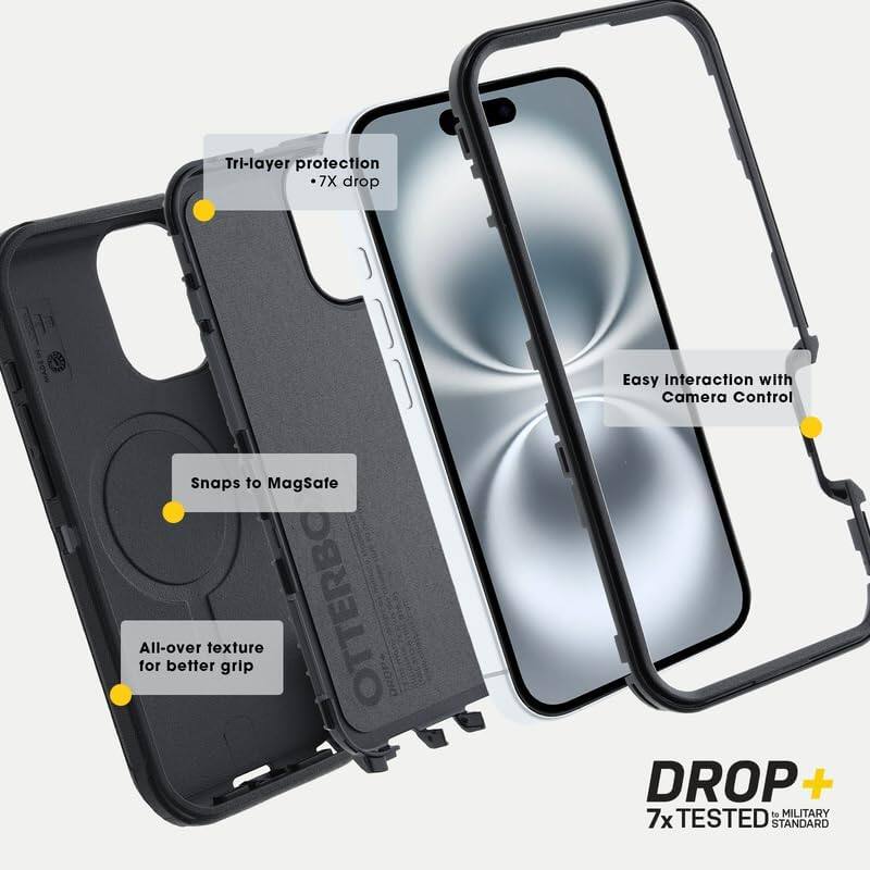 Tri-layer protection 7X drop  
Snaps to MagSafe  
All-over texture for better grip  
Easy Interaction with Camera Control  
DROP+ to MILITARY 7x TESTED STANDARD