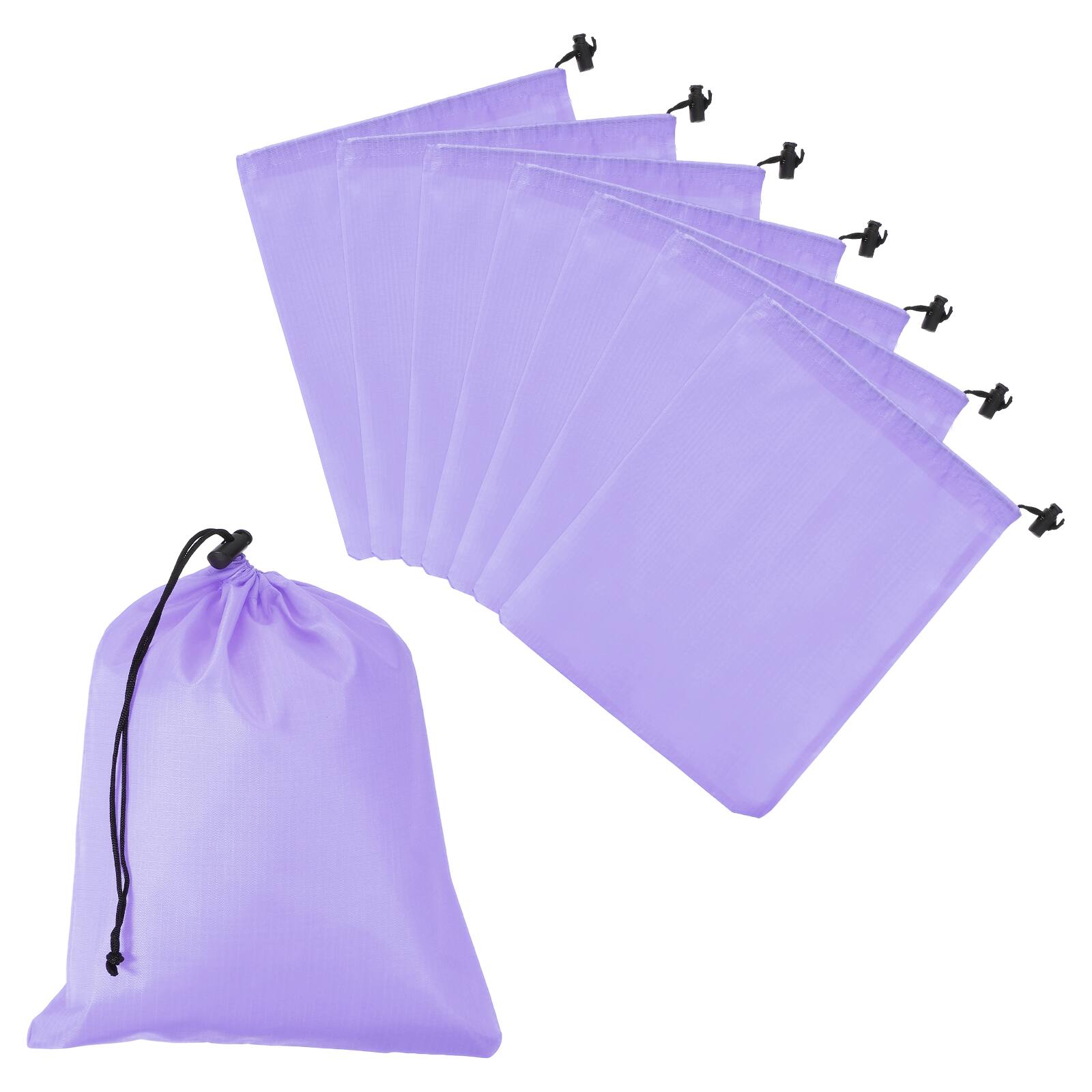 Unique Bargains - Drawstring Bag with Toggle, Stuff Sack Waterproof Travel Storage Cinch Pouch, 10" x 12" & 8pcs - Fits Gym/Travel/Hiking - Light Purple