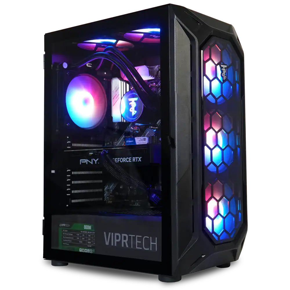 ViprTech - Ghost 3.0 Liquid-Cooled PC - AMD Ryzen 5 5600X 4.6Ghz, RTX 5060 8GB, 16GB DDR4, 1TB SSD, Gaming Computer - Black