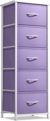 Sorbus - Fabric Dresser for Kids Bedroom, Chest of 5 Drawers, Tall Storage Tower Clothing Organizer for Playroom - Purple
