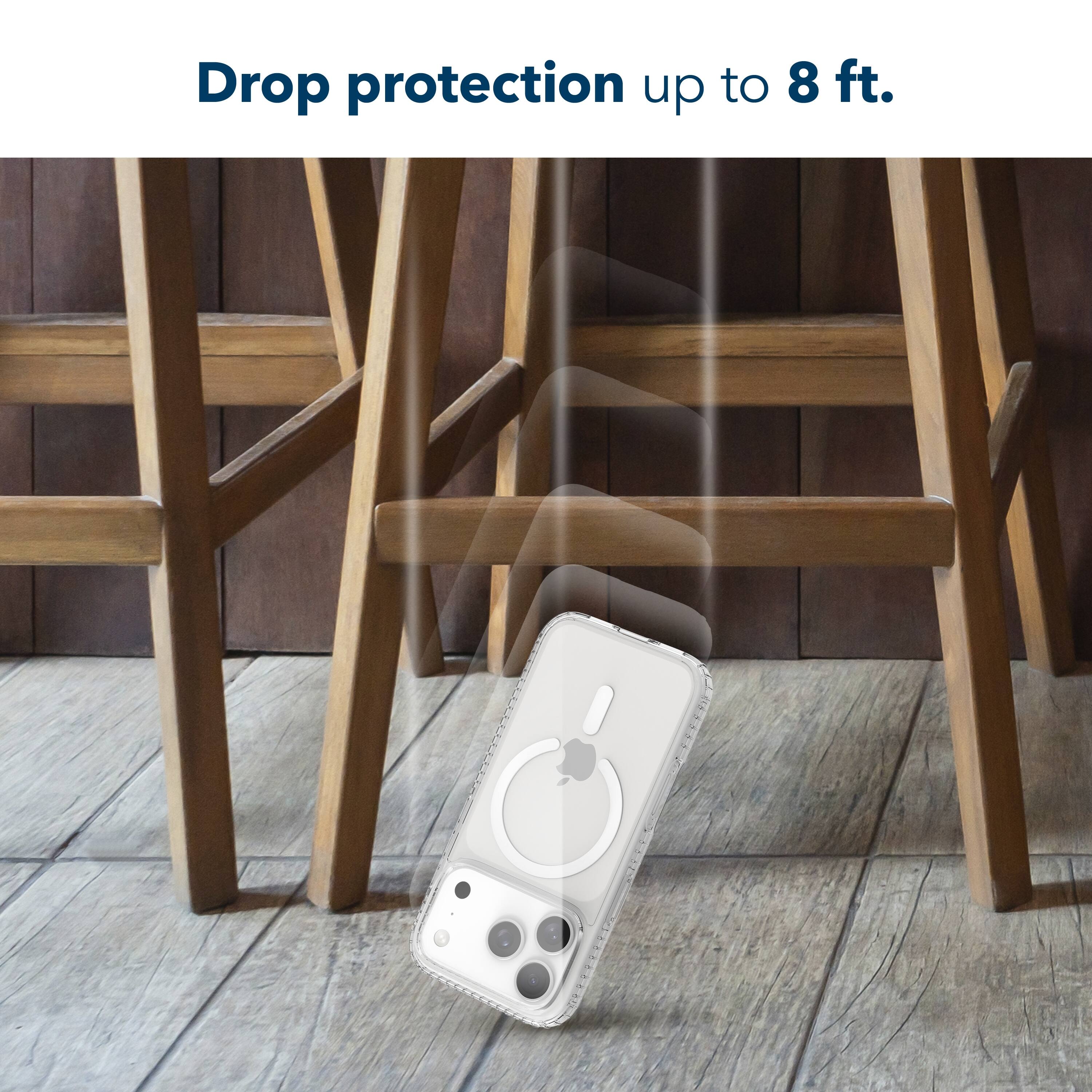Drop protection up to 8 ft.