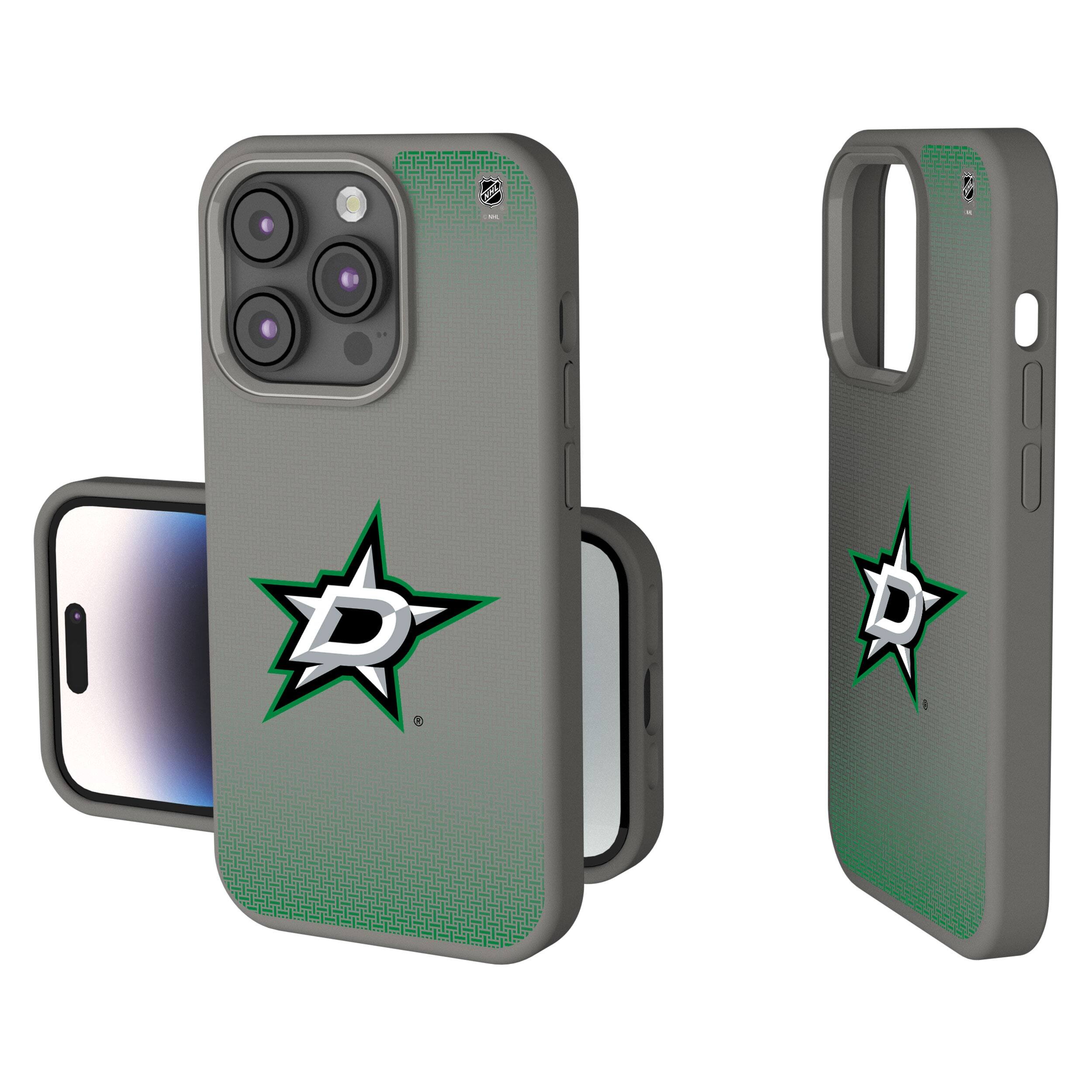 Front. Keyscaper - Dallas Stars Linen Logo iPhone Soft Touch Case - 15 - Gray.