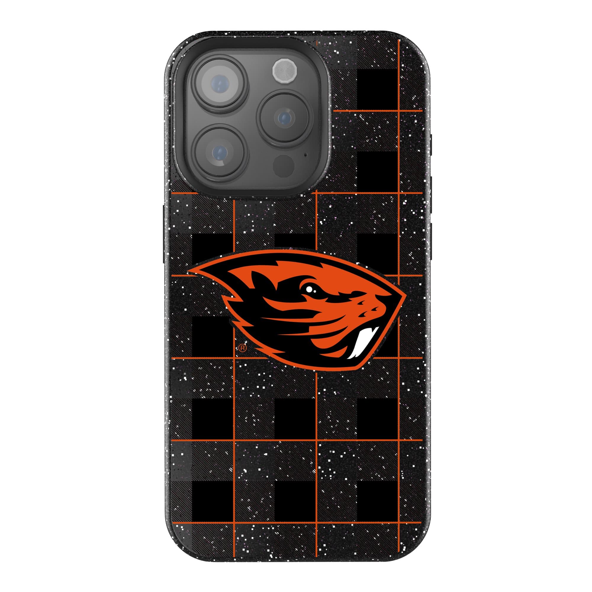 Keyscaper - NCAA - Oregon State Beavers Plaid Bling iPhone Case - 14 Plus - Black