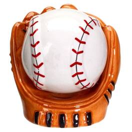 Pacific Trading - Baseball Caught in a Mitt You're Out Ceramic Salt and Pepper Shakers Set - Multicolor