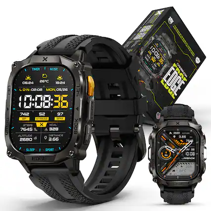 TIMER | MUSIC
06:24 18:24
26°C
LON 02:08 MON, 05/26
SEL 10:08:35
742 52 97
BP STRESS BPM
STEPS 7645 328
KCAL
ALTITUDE 2680
DISTANCE 3.66
SLEEP | SPORT
EDGE RUGGED
CARBINOX
2680
3.66
7645
26
328
24°C TEMP
HEART RATE
97