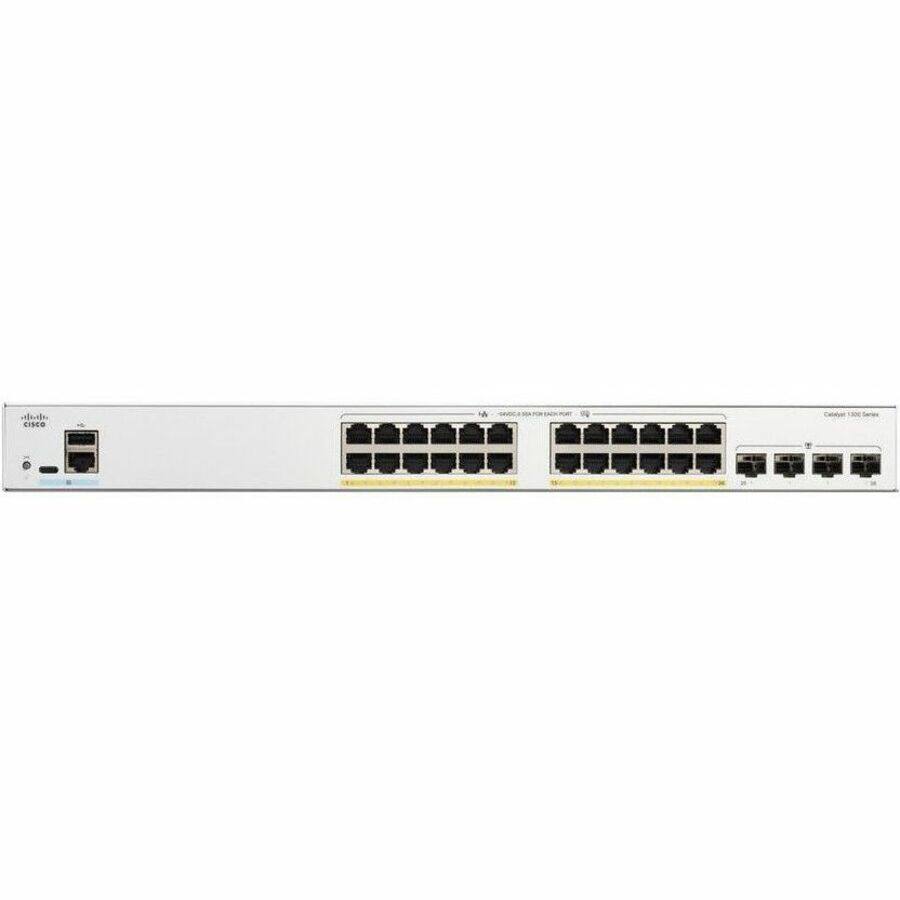 Alt View 1. Cisco Consumer Products - Cisco Catalyst C1300-24FP-4G Ethernet Switch - 24 Ports - Manageable - Gigabit Ethernet - 10/100/1000Base-T, 1000Base-X - Unknown.