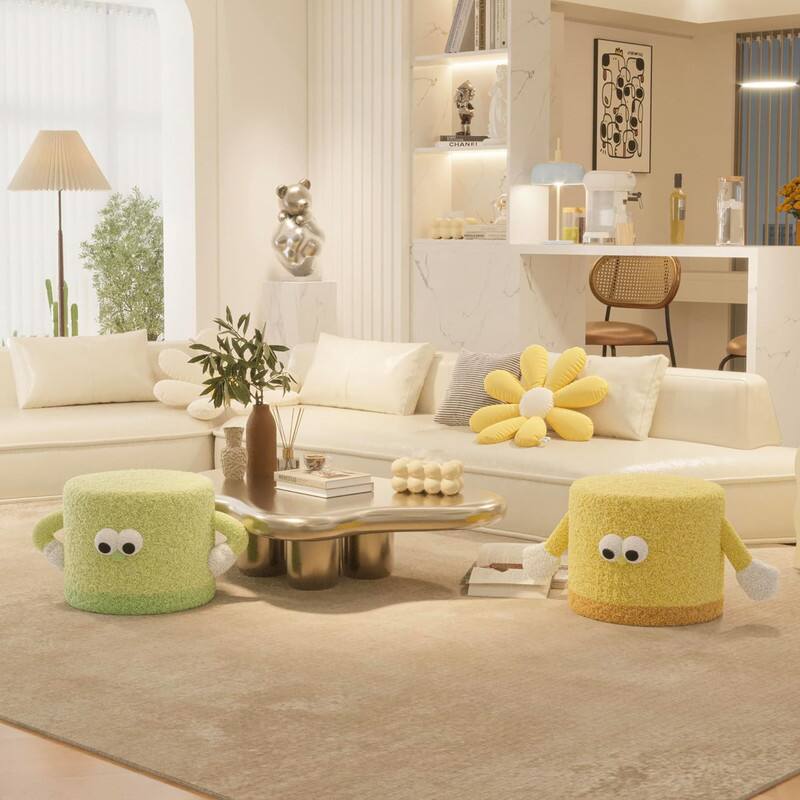 Alt View 2. wowmax - 2-Pack Holding Hands Kids Chairs - Soft Foam Seats for Toddlers, Valentine's Gift for Boys & Girls - Green and Yellow.