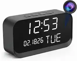 Core Tech - Clock Camera 1080P HD WiFi Indoor Security Camera with Night Vision & Motion Detection - Black