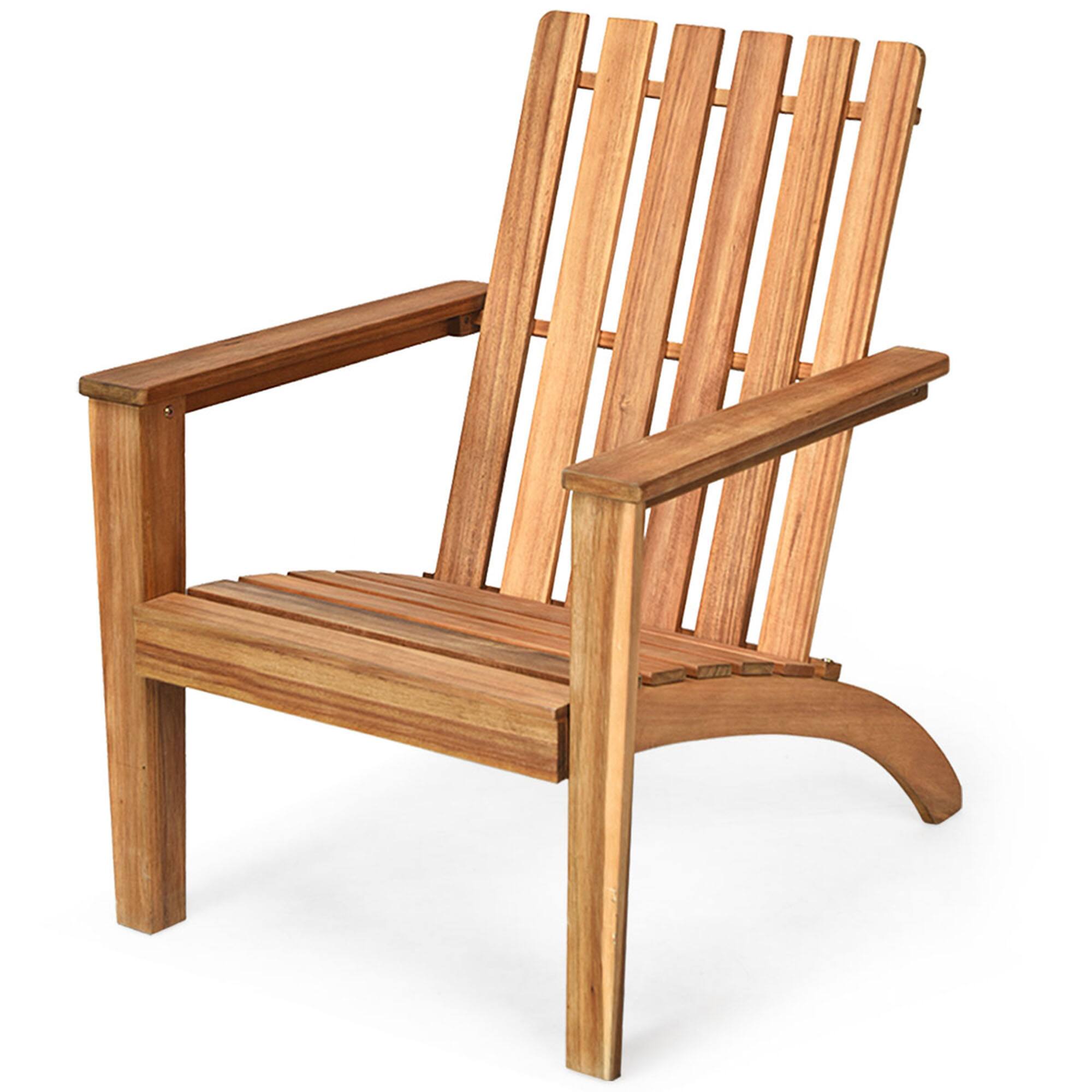 Alt View 1. Gymax - Gymax Outdoor Wooden Adirondack Chair Patio Lounge Chair w/ Armrest Natural - Natural.