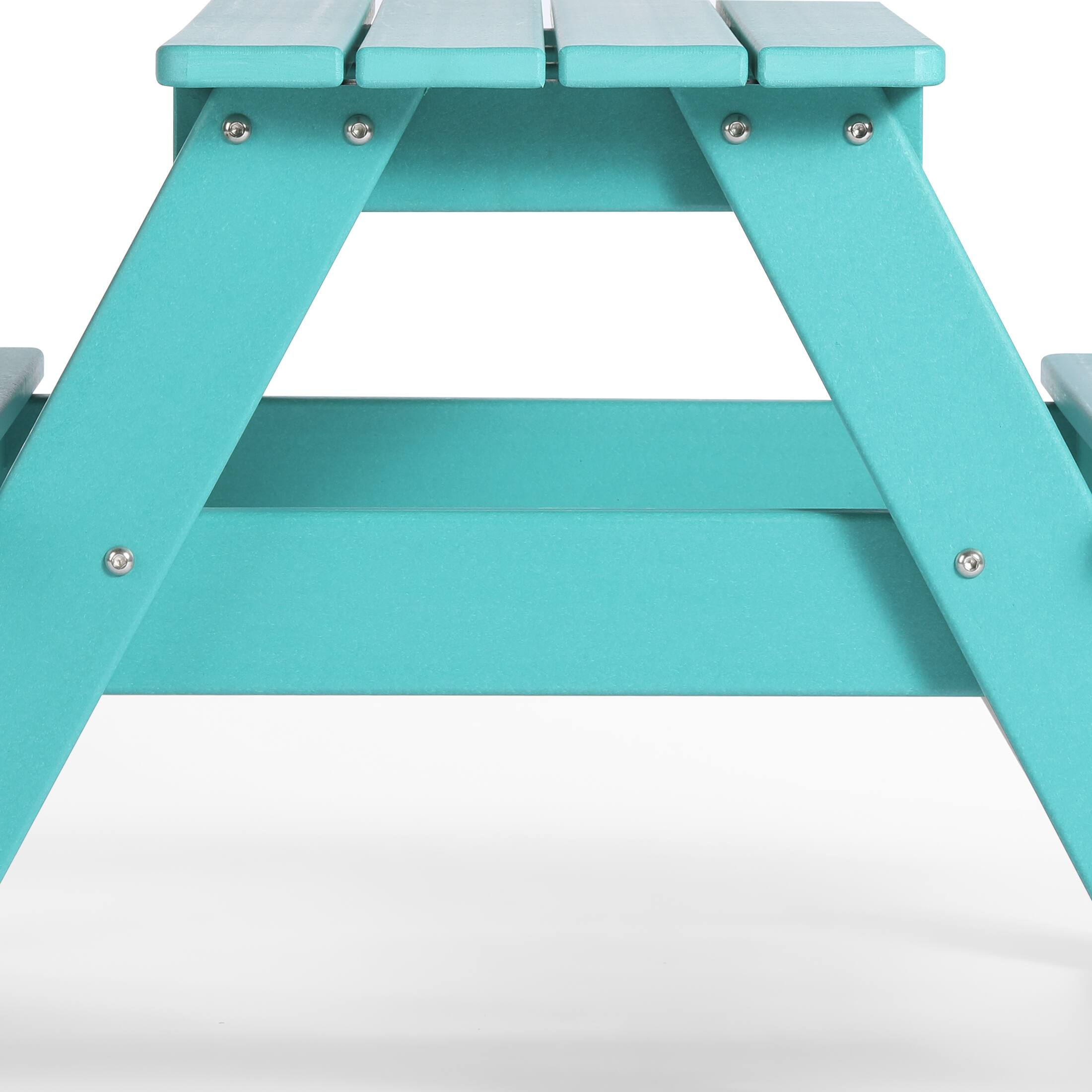 Alt View 3. WestinTrends - WestinTrends Malibu Outdoor Patio Kids HDPE Plastic Picnic Bench Table - Turquoise.