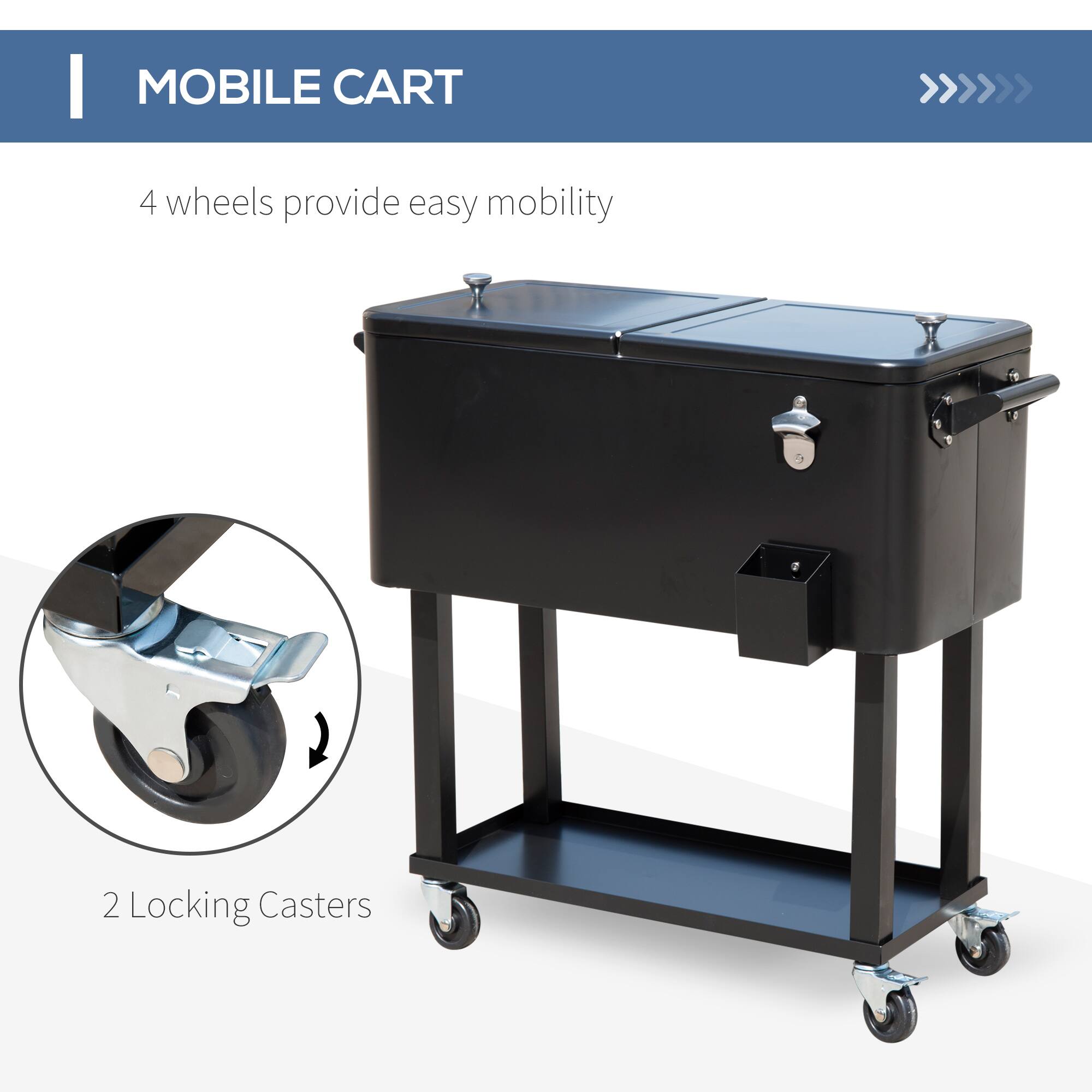 MOBILE CART

4 wheels provide easy mobility

2 Locking Casters