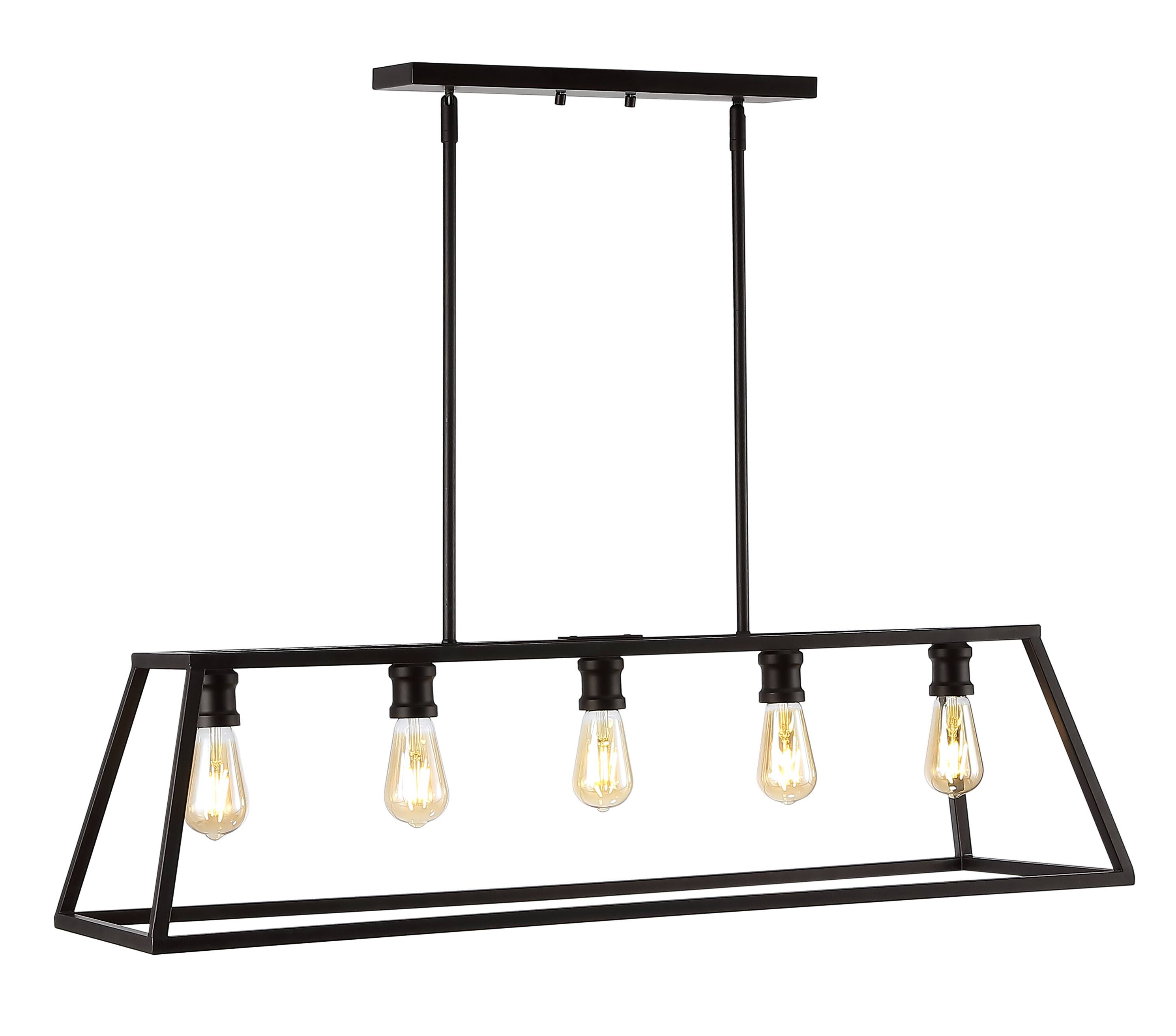 Jonathan Y - Floyd 38" 5-Light Adjustable Iron Farmhouse Vintage LED Dimmable Pendant, Oil Rubbed Bronze - Oil-Rubbed Bronze