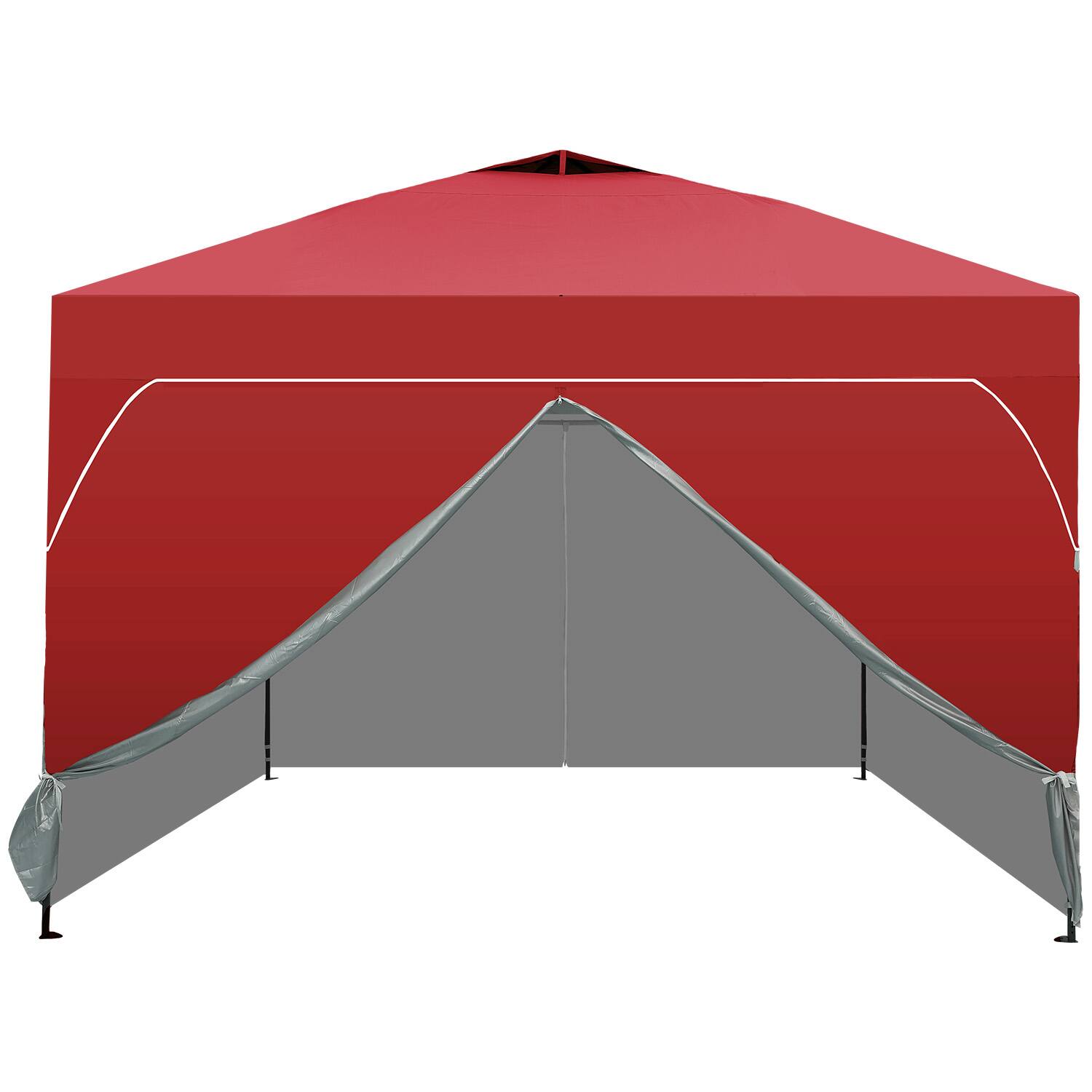 Alt View 3. Ainfox - Ainfox 12x12 Pop Up Canopy Outside Canopy with Wheeled Carry Bag SandBags and Ground Nails - red.