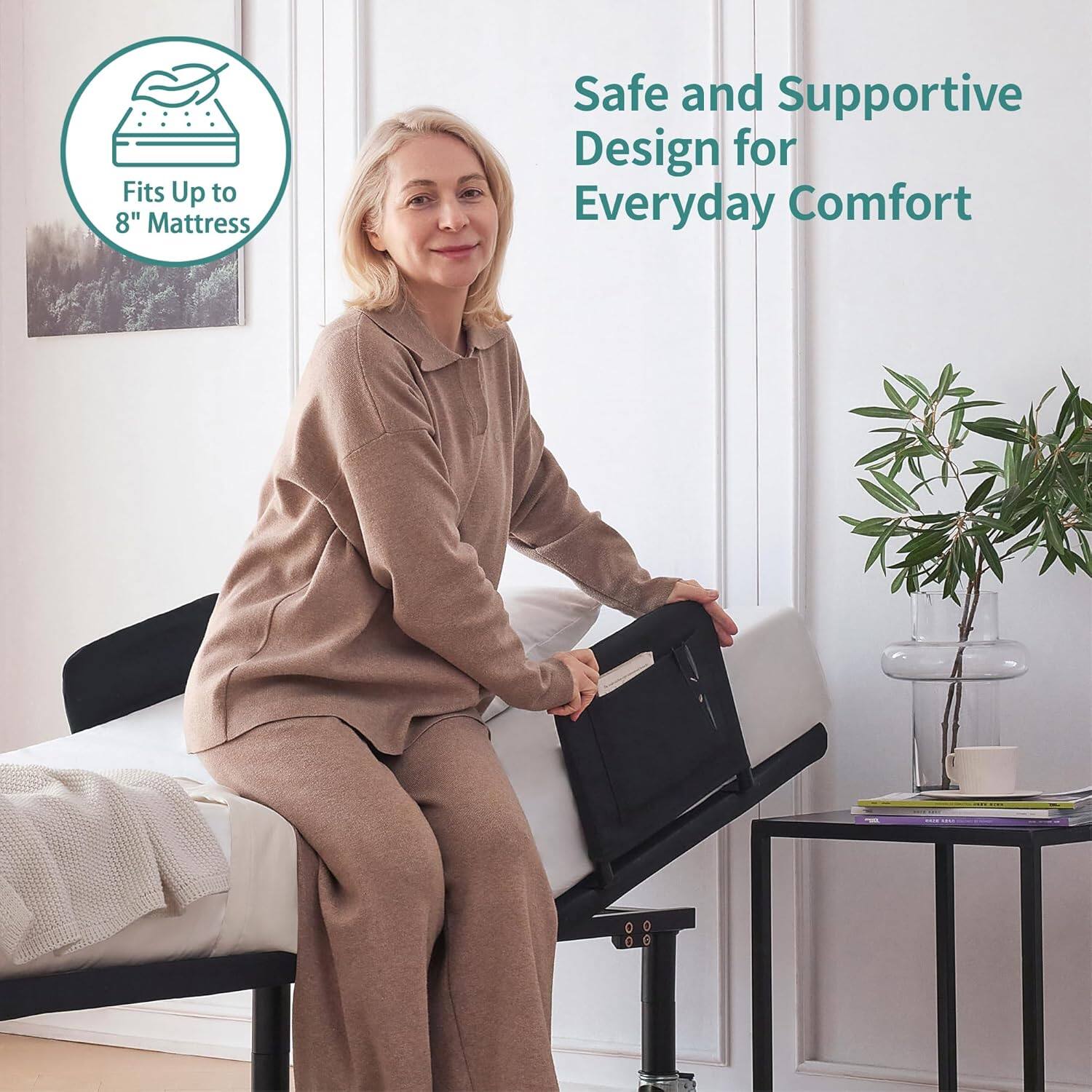 Fits Up to 8" Mattress, Safe and Supportive Design for Everyday Comfort