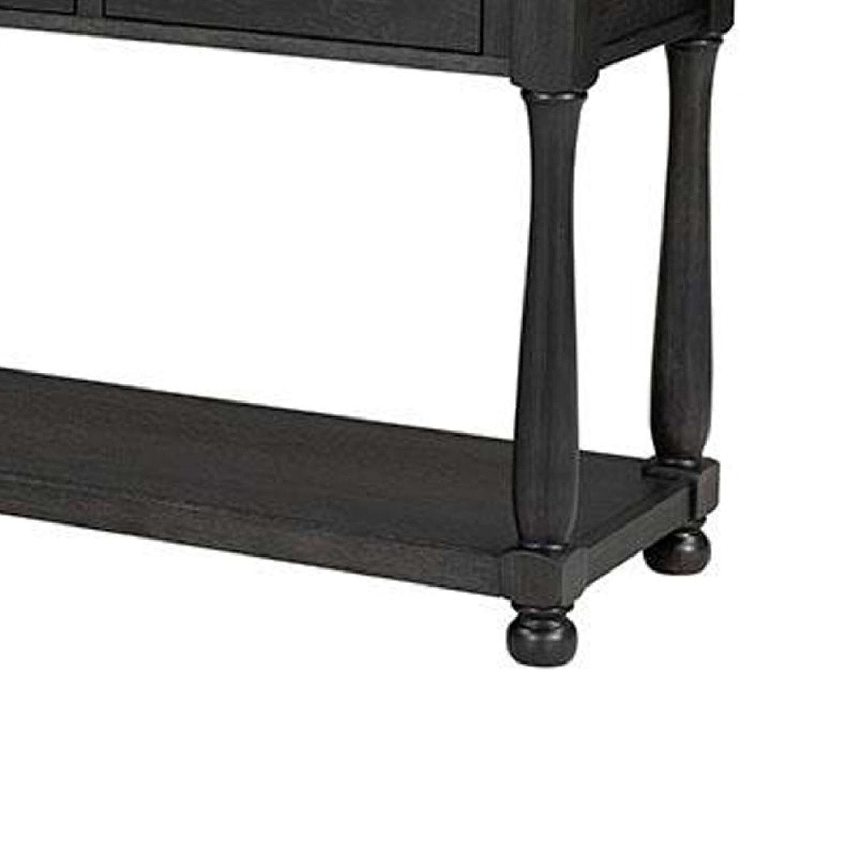Alt View 3. Manhattan Lane - Ginie Sofa Table, 3 Drawers, Black Brown Solid Rubberwood, 60 Inch - Black, Brown.