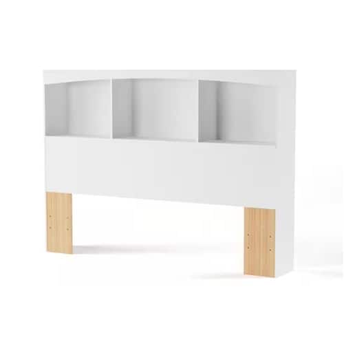 SlickBlue - Full Size Wood Bookcase Headboard, Modern Farmhouse Style - White