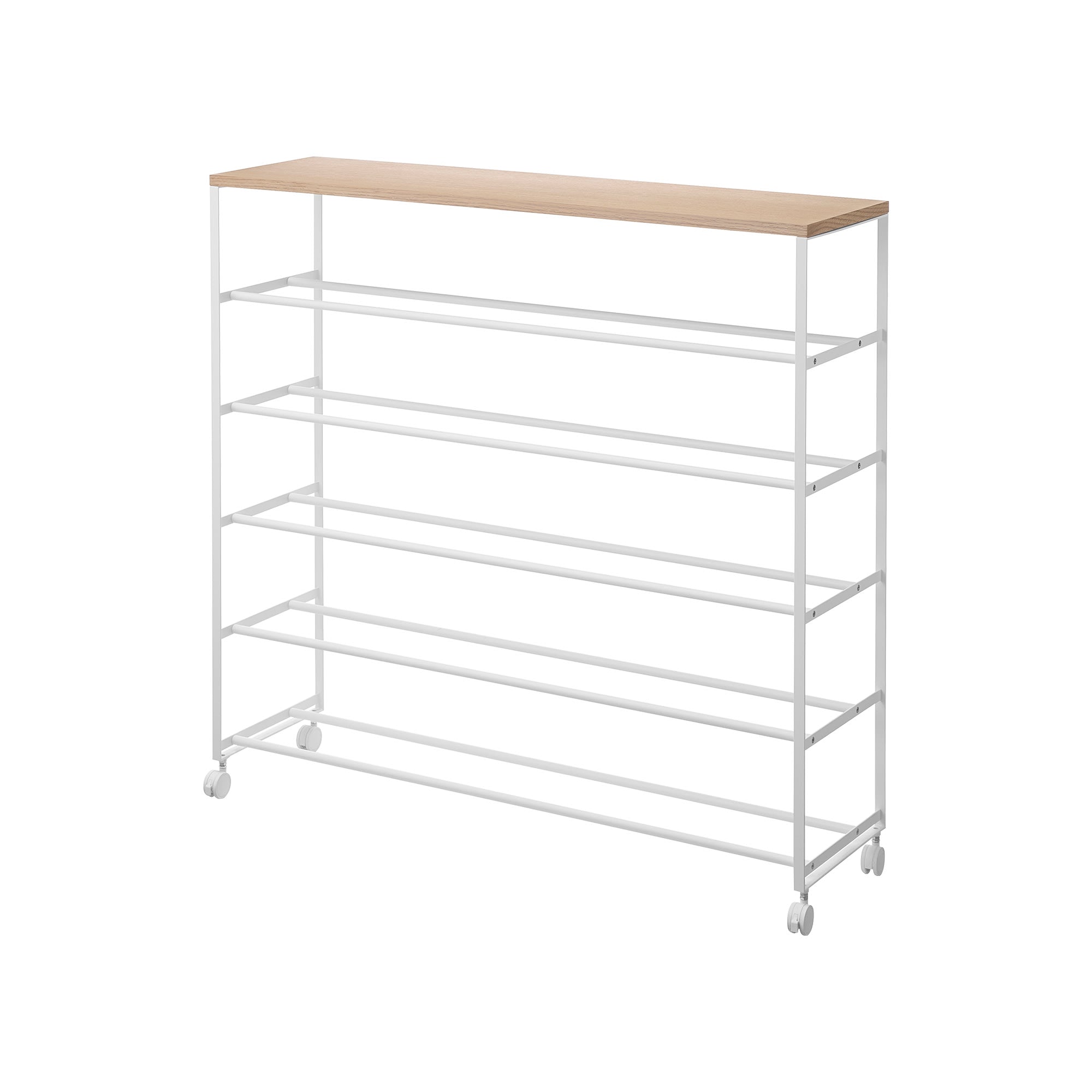 Alt View 4. Yamazaki Home - Rolling Five-Tier Shoe Rack (34.25" H)  - Steel + Wood - Black.