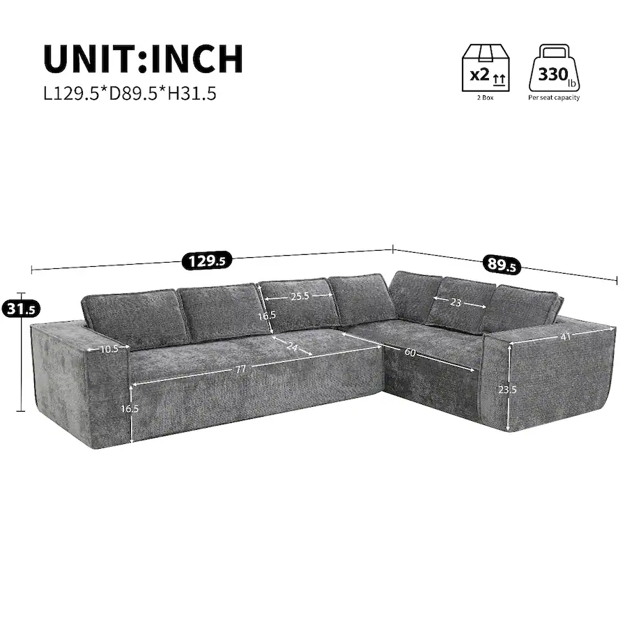 Ropilly Modular Sectional Sofa, 6 Seat Wrinkle Resistant Chenille L ...