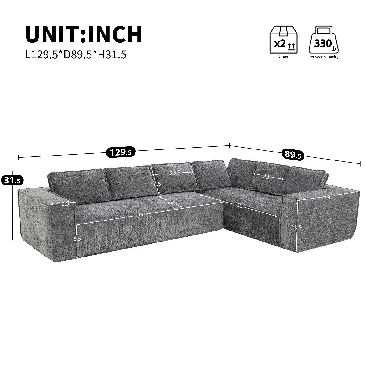 Ropilly Modular Sectional Sofa, 6 Seat Wrinkle Resistant Chenille L ...