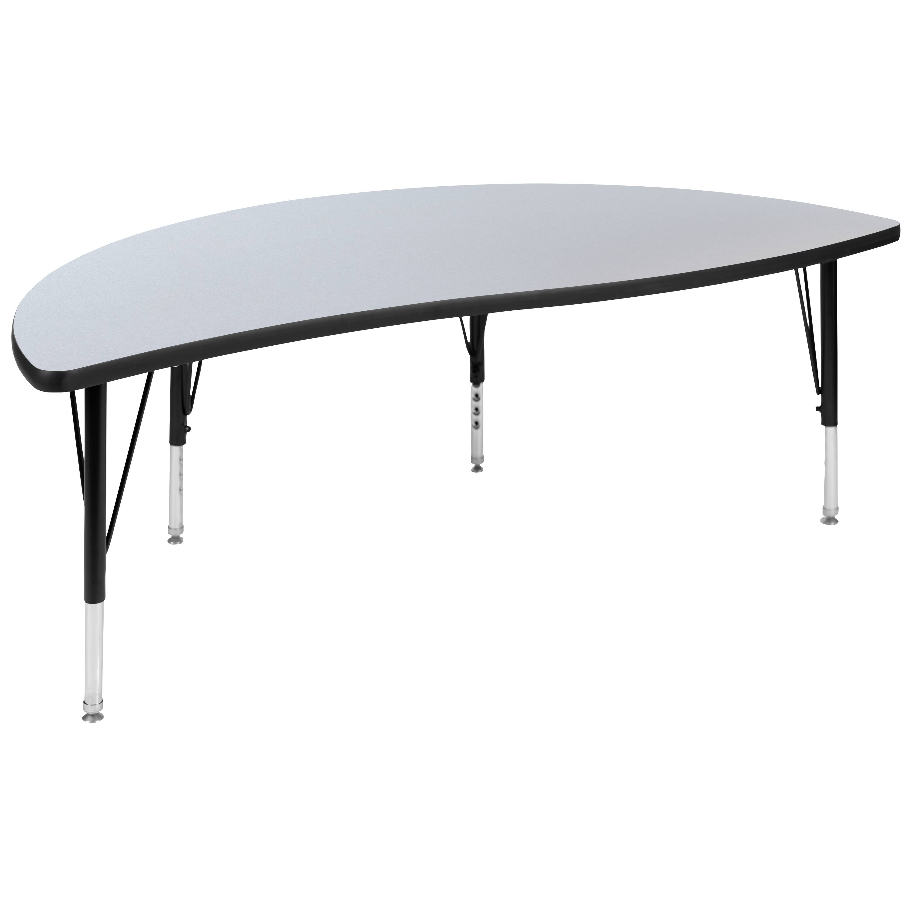 Alt View 9. Emma + Oliver - 2 Piece 60" Circle Collaborative Grey Kids Adjustable Activity Table Set - Grey.