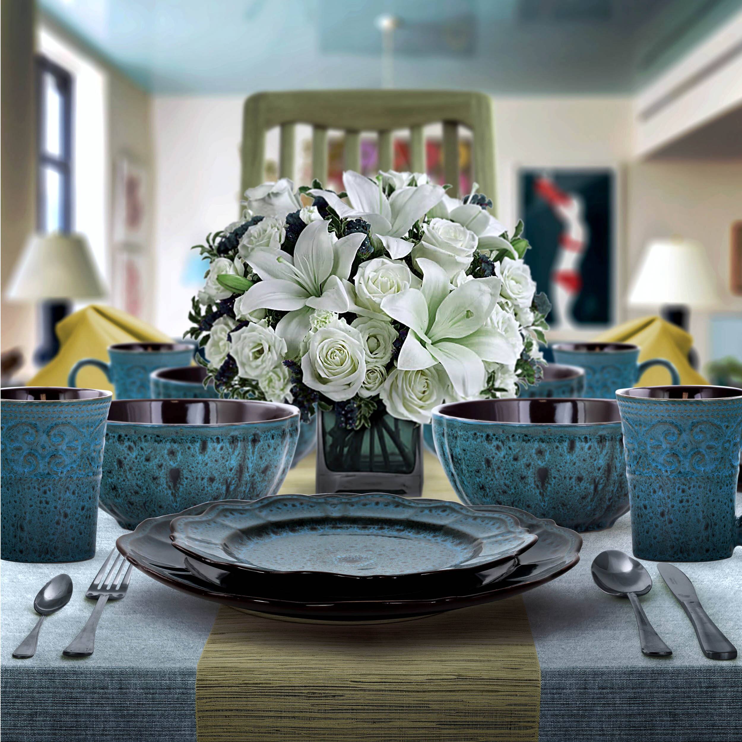 Alt View 7. Elama - Elama Lavish Blue 16 Piece Dinnerware set with Complete Setting for 4 - Lavish Blue.