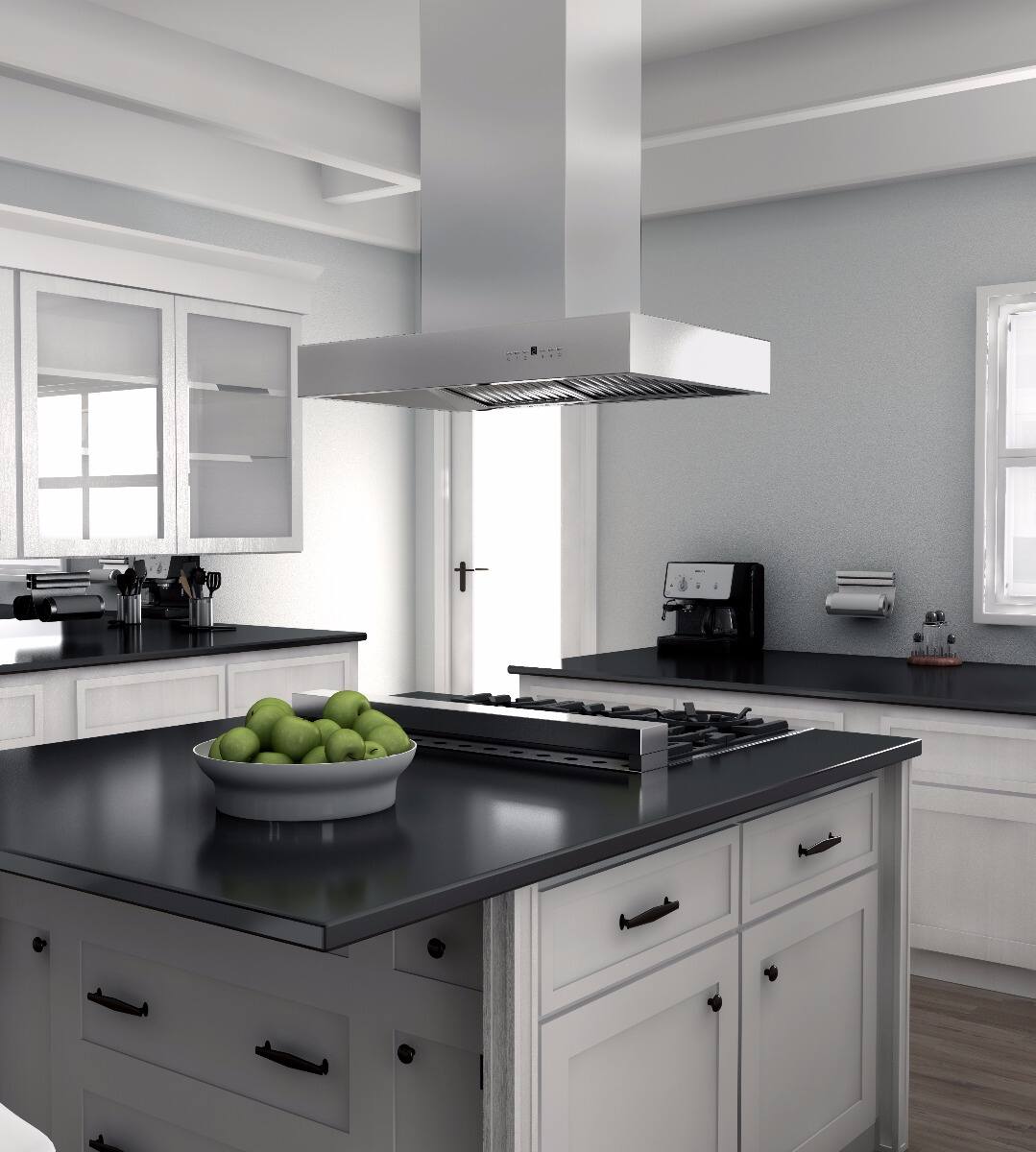 Alt View 14. ZLINE - ZLINE 60" Ducted Professional Island Mount Range Hood in Stainless Steel (KECOMi-60) - Stainless steel.