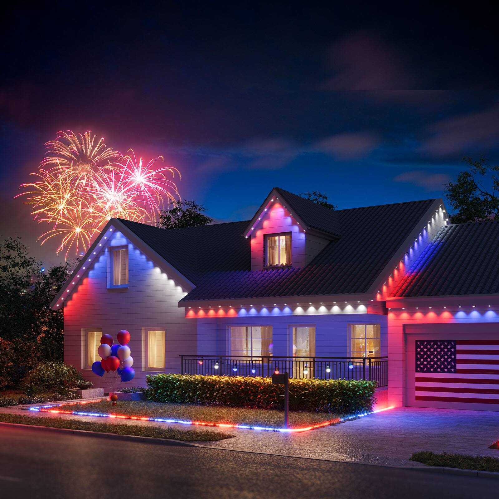 Alt View 21. Govee - Wi-Fi RGBIC Outdoor Permanent String Lights 100ft - White.