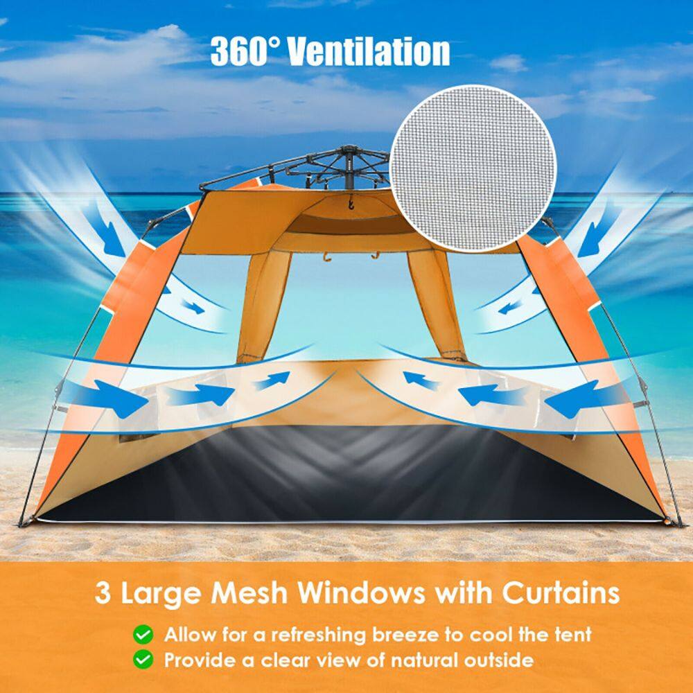 360° Ventilation

3 Large Mesh Windows with Curtains
- Allow for a refreshing breeze to cool the tent
- Provide a clear view of natural outside