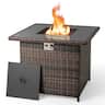 Costway - 32.5" Propane Fire Pit Table Outdoor Wicker Gas Firepit with Stainless Steel Burner - Brown