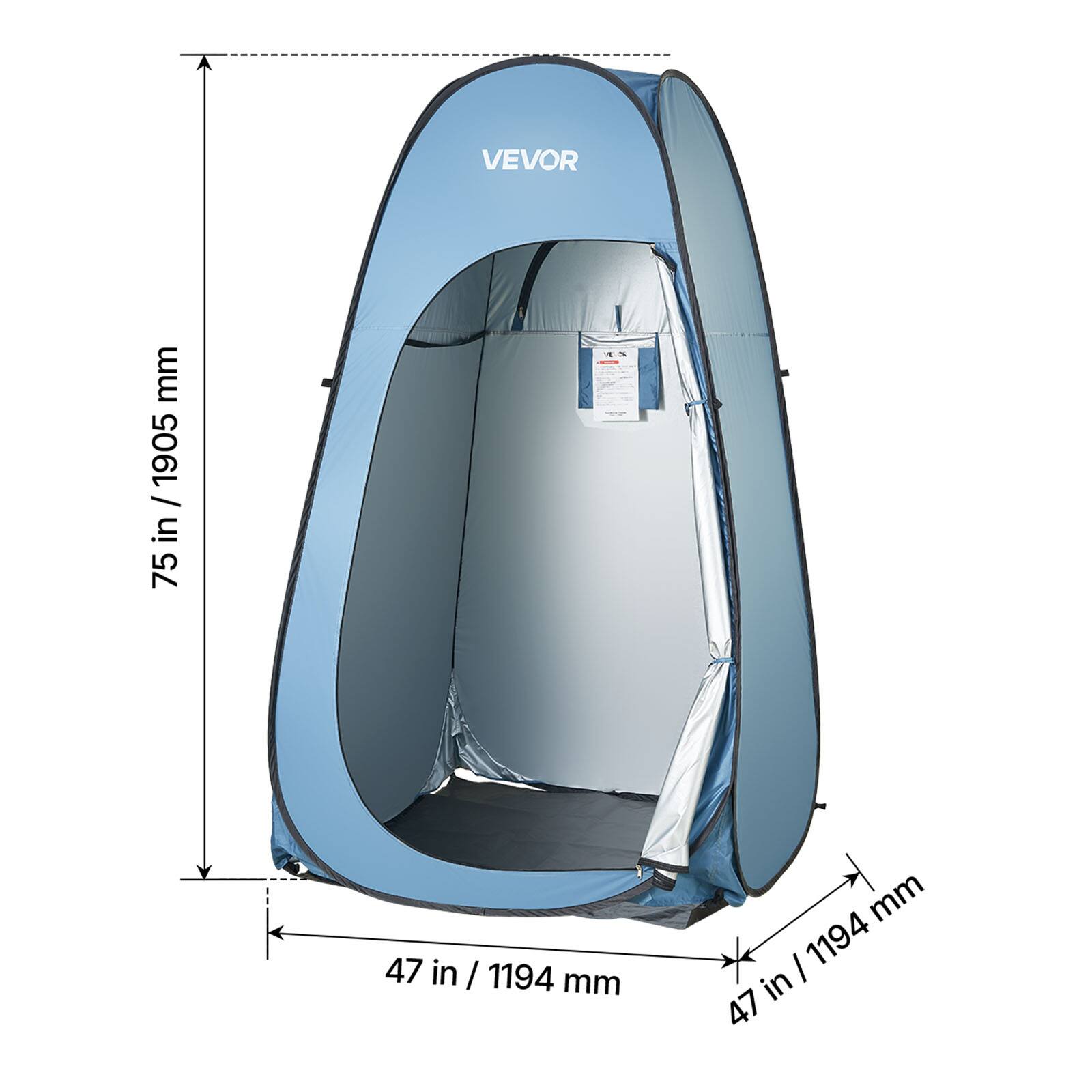 VEVOR  
75 in / 1905 mm  
47 in / 1194 mm  
47 in / 1194 mm