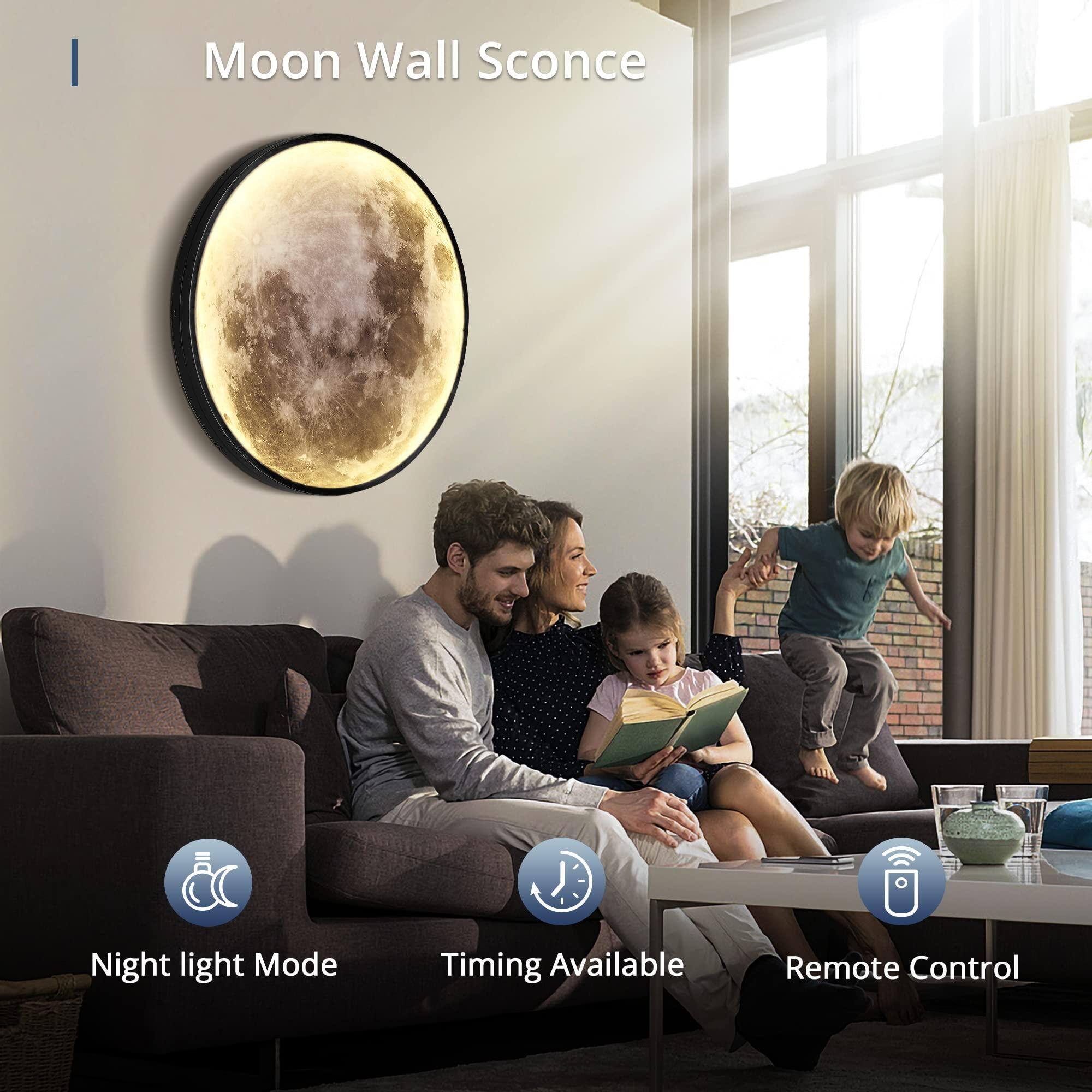 Moon Wall Sconce

- Night light Mode
- Timing Available
- Remote Control