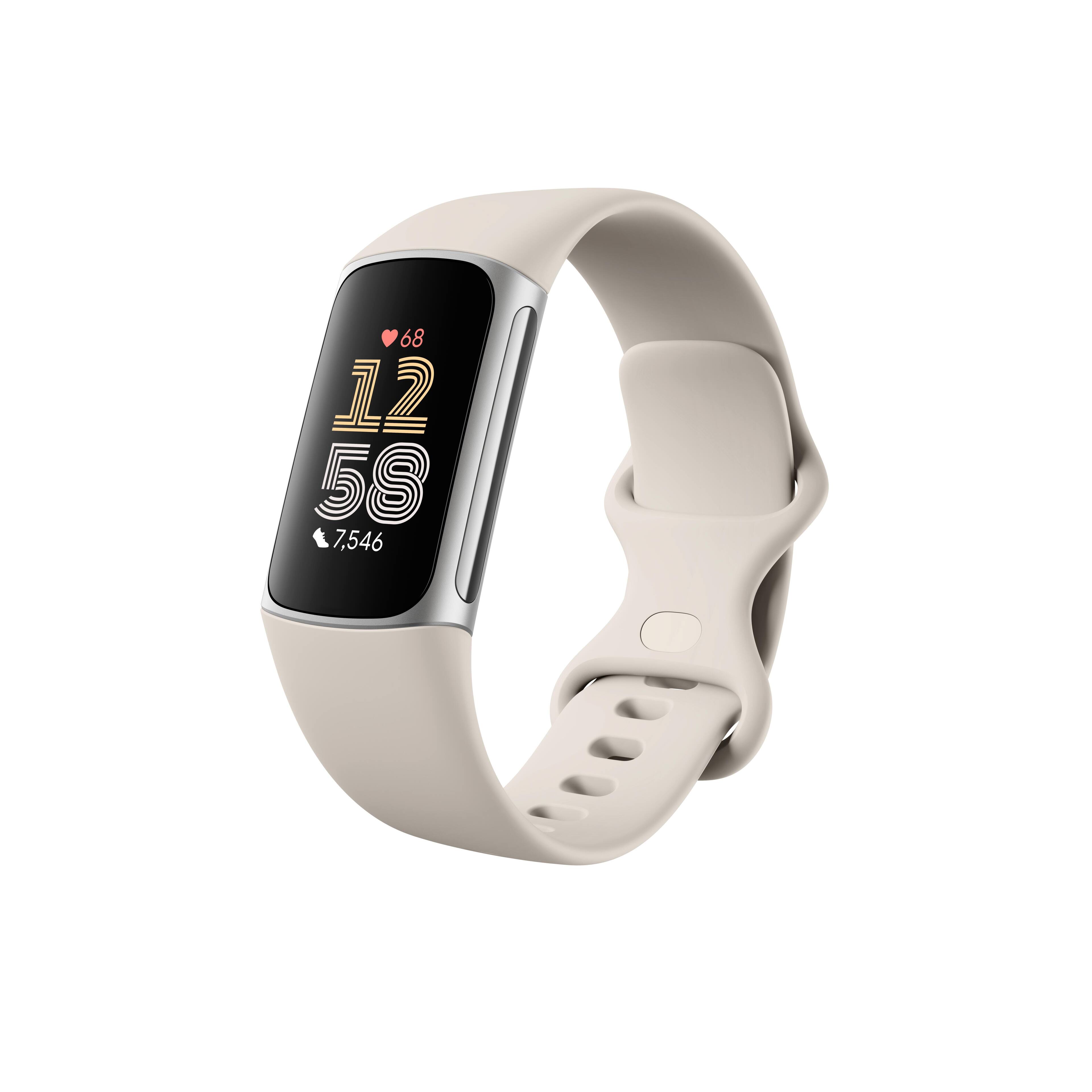 Left. Google - Fitbit Charge 6 Advanced Fitness & Health Tracker - Works with Android and iOS - Porcelain.