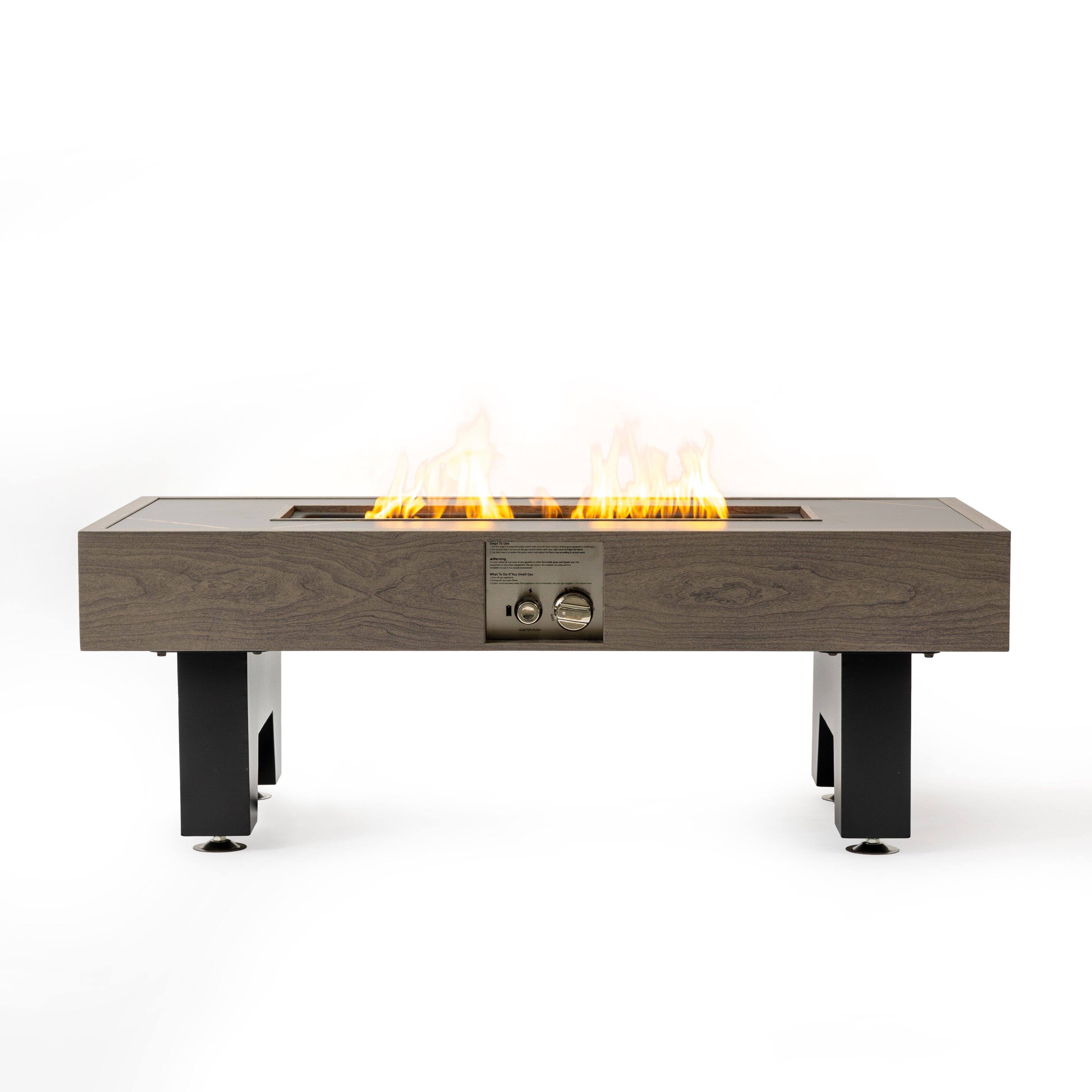 Alt View 6. PexFix - 42" Propane Fire Pit Table, 50,000 BTU Outdoor Heater with Wood Finish & Cover for Patio & Backyard - Grey.
