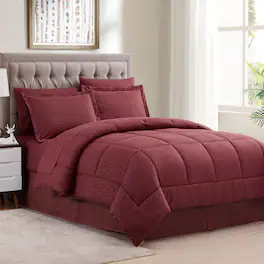 Sweet Home Collection - 8 Piece Embossed Dobby Stripe Bed in a Bag All Season Complete Set with Sheets - Queen - Burgundy