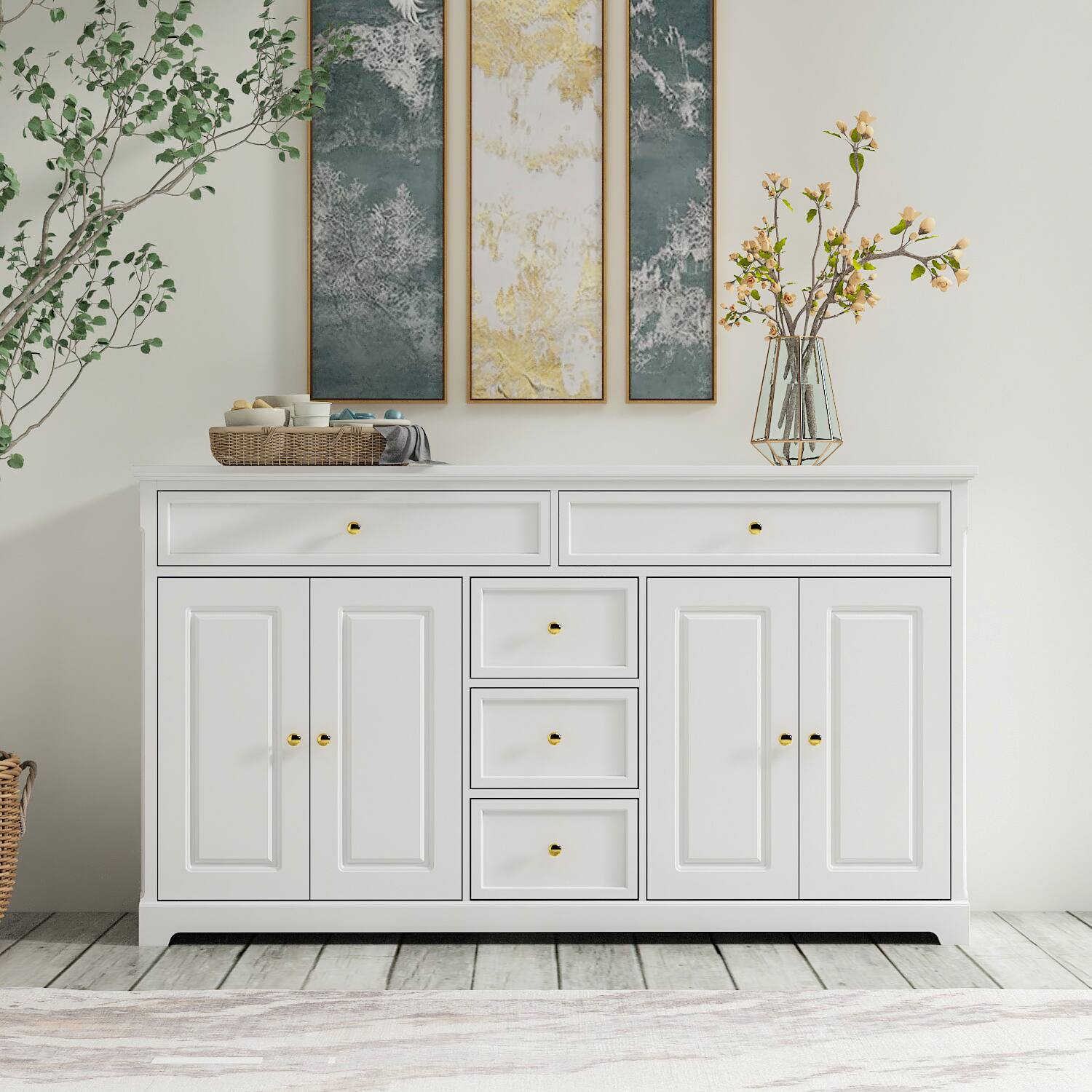 Alt View 10. Famapy - Famapy Multifunctional Buffet Sideboard: Elegant Storage with Modern Design - White.