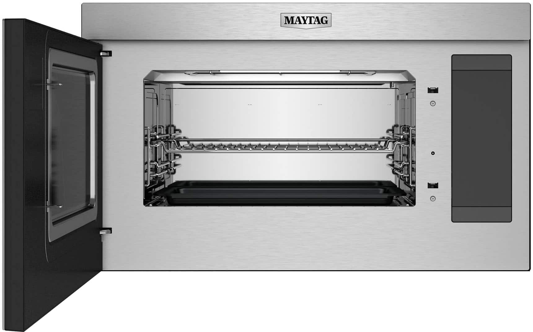 Angle. Maytag - 1.1 Cu. Ft. Flush Mount Over-the-Range Microwave with Sensor Cooking and Toaster Oven.