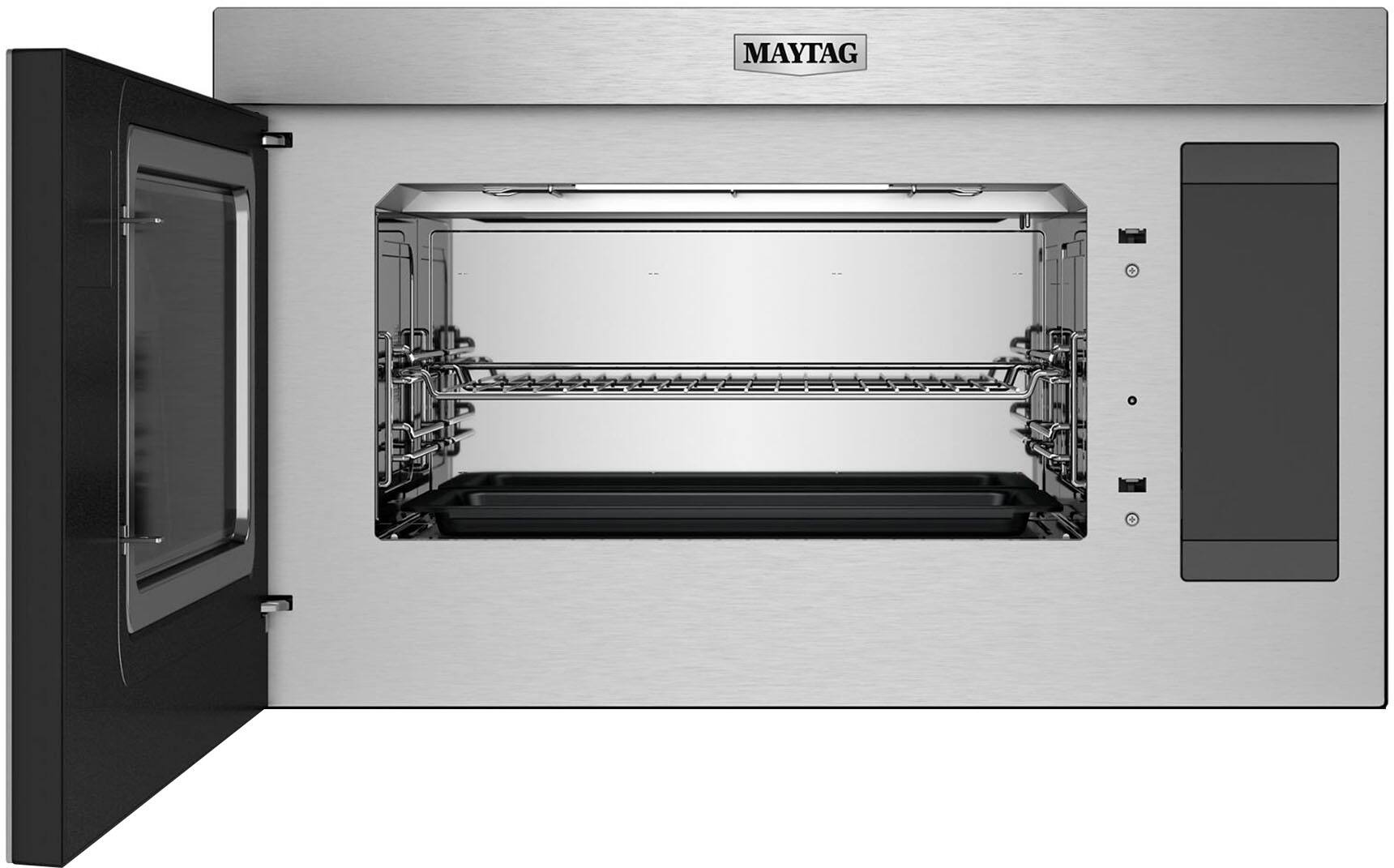 Angle. Maytag - 1.1 Cu. Ft. Flush Mount Over-the-Range Microwave with Sensor Cooking and Toaster Oven.