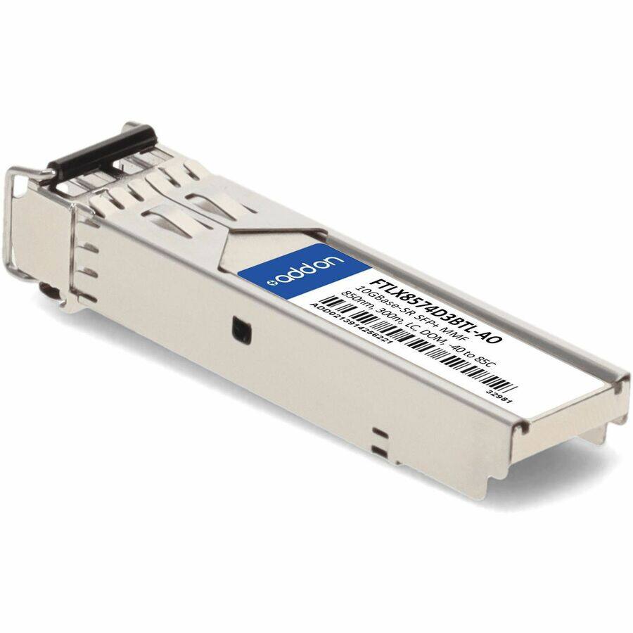 - Product: FTLS8574D3BTL-AO
- Model: ADD021
- Type: 10GBase-SR
- Wavelength: 850nm
- Distance: 300m
- Connector: LC
- Form Factor: SFP+
- Temperature Range: -40°C to 85°C
- Fiber Type: MMF (Multi-Mode Fiber)
- DOM: Yes
- Part Number: 3914256221
- Serial Number: 3914256221
- Manufacturer: Addon