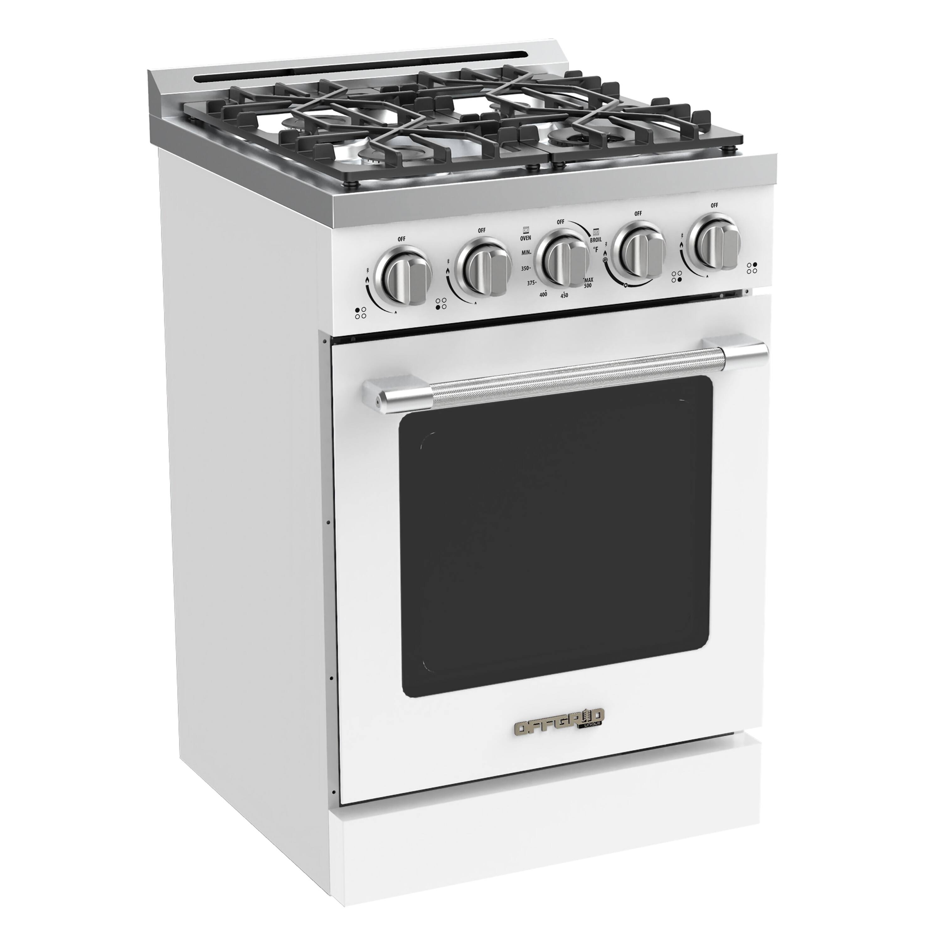 Alt View 1. Unique Appliances - Off-Grid 24 in. Wide 4 Burner 3.75 Cu. Ft. Freestanding LP Gas Range with Waist-High Broiler and Manual Clean in White - White.
