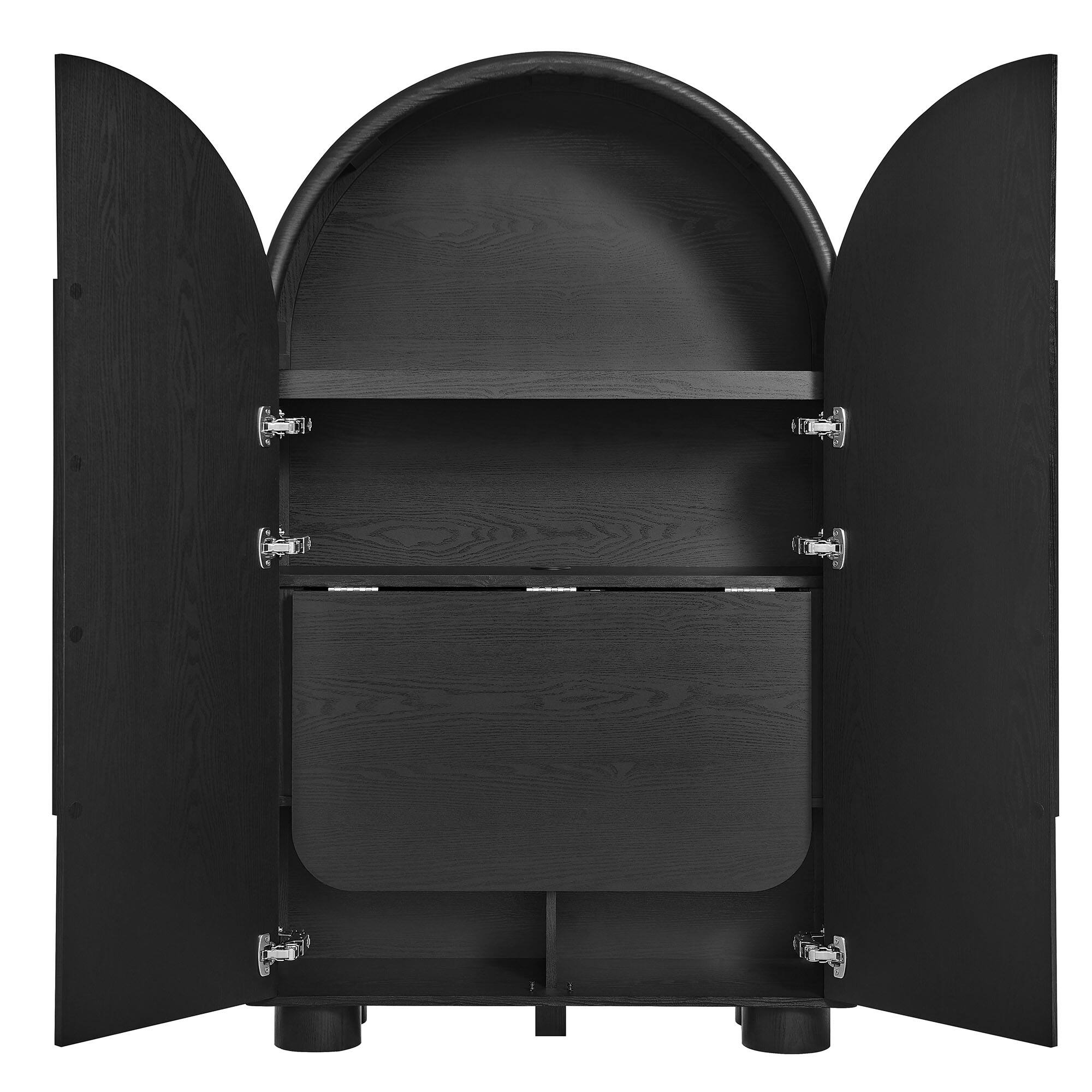 Alt View 4. Modway - Bellamy Arched Fold-Out Desk Cabinet by Modway - Black Oak.