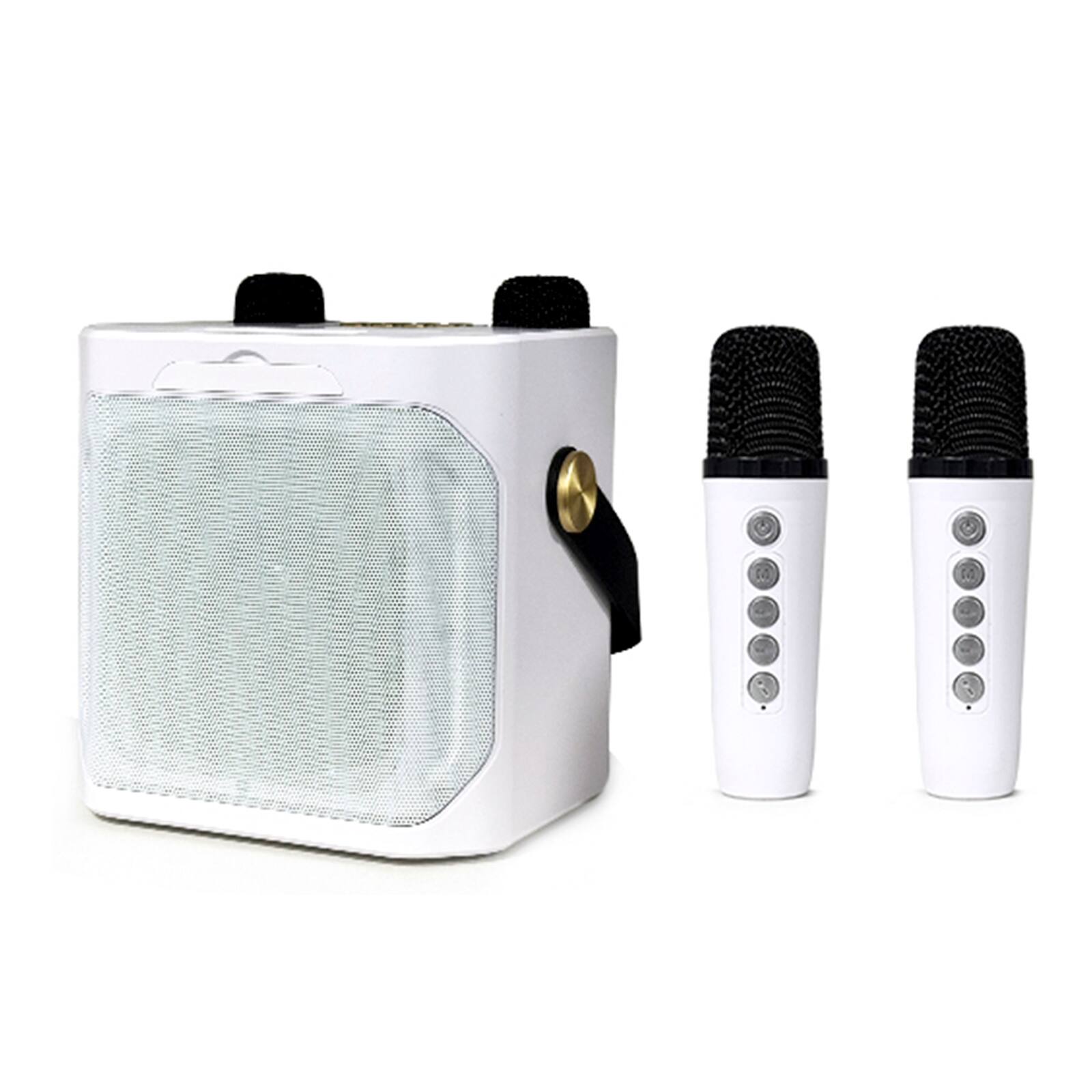 Front. Topteng - 10W Portable Karaoke Speaker with 2 Wireless Mics - Bluetooth 5.3, TF/USB/AUX, 2000mAh Battery for Home & Outdoor​-White - White.