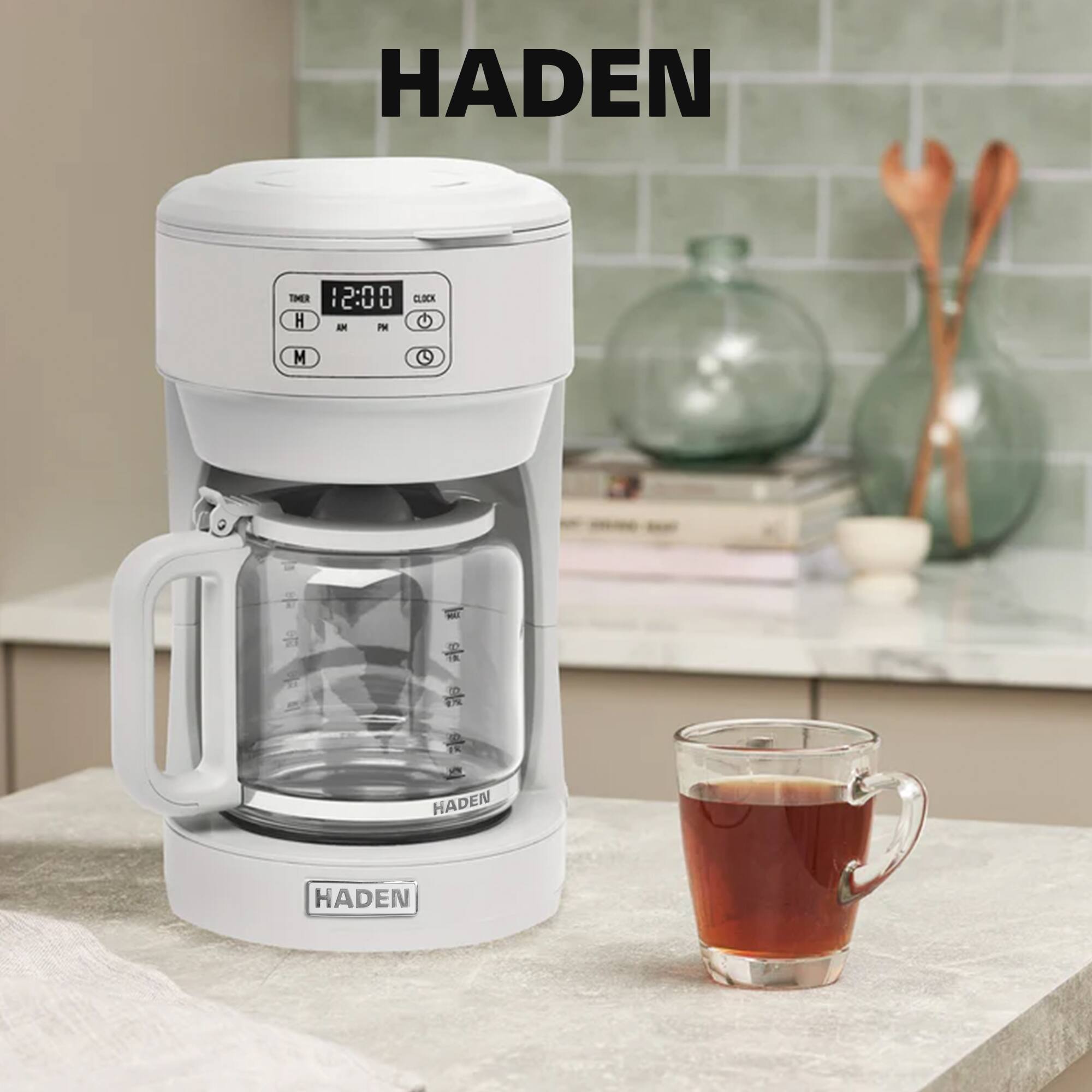 HADEN

TIMER: 12:00  
CLOCK  
H - PM  
M