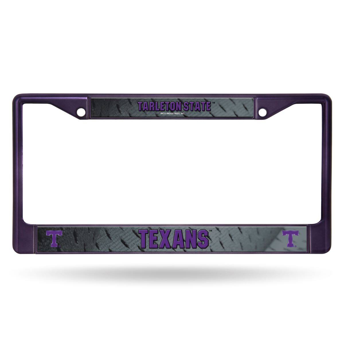 Tarleton State Texans Purple Painted Chrome Metal License Plate Frame